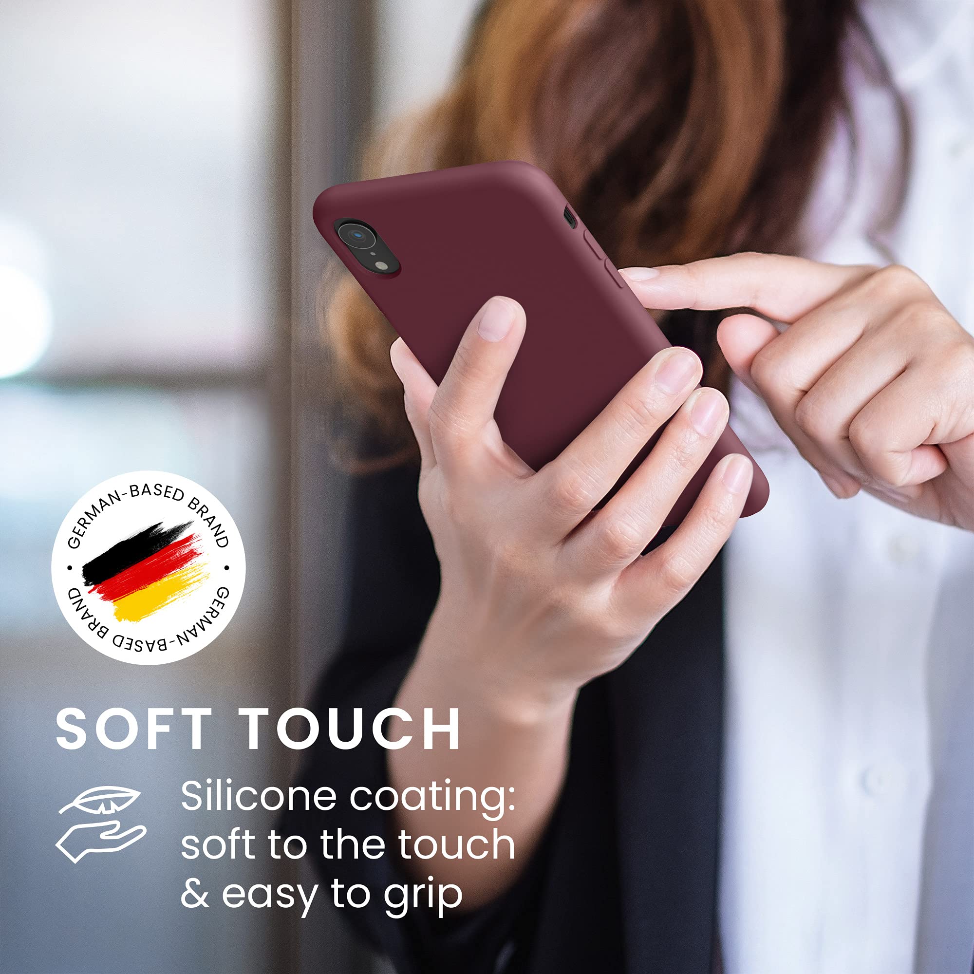 kwmobile Shockproof TPU Silicone Case for Apple iPhone XR - Soft Protective Phone Cover in Tawny Red - Perfect for Everyday Use, Work & Outdoor Activities