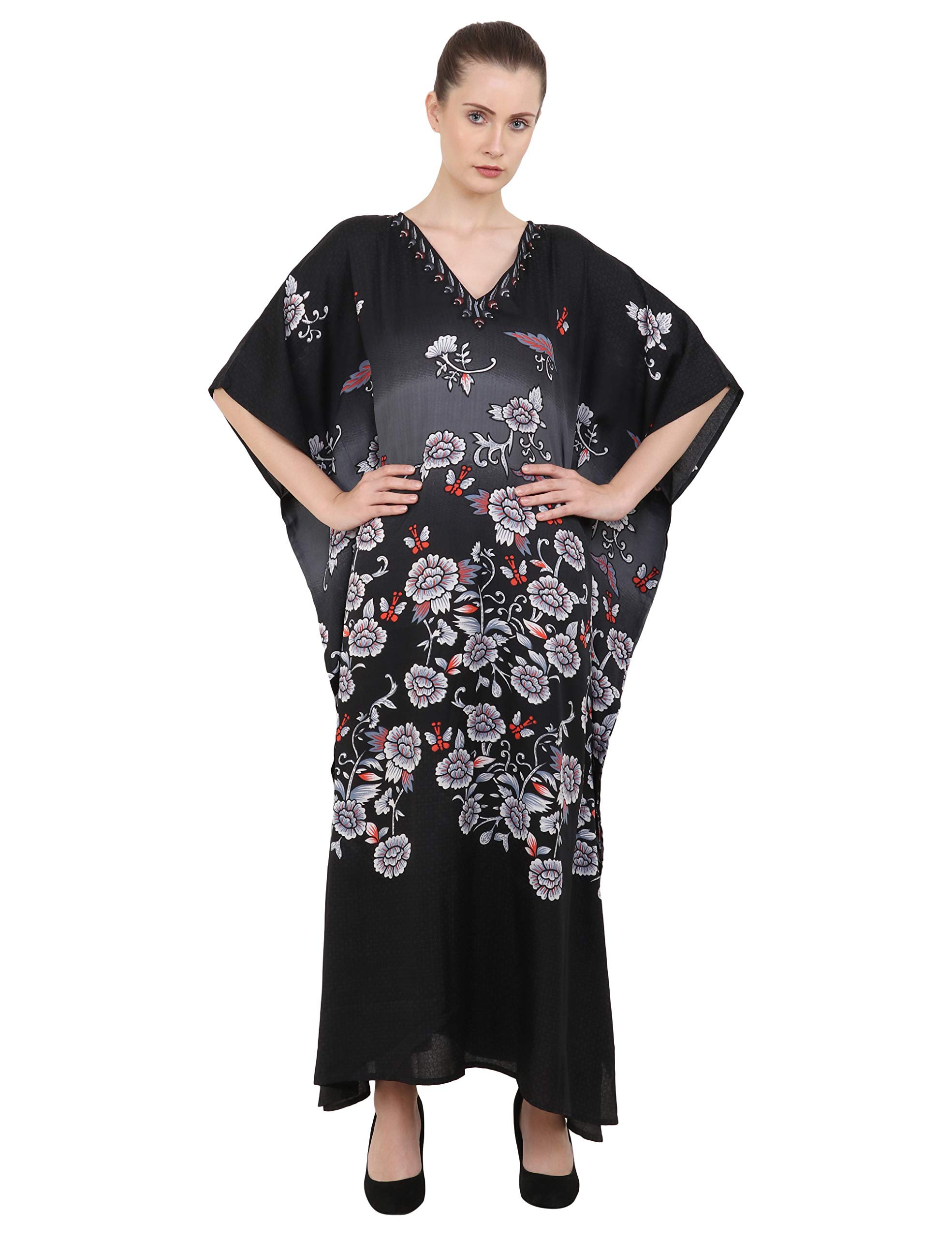 Miss Lavish London Women's Plus Size Kaftan Tunic Kimono Maxi Dress - Summer Beach Cover Up, Boho Chic Loungewear & Resort Wear for Vacation