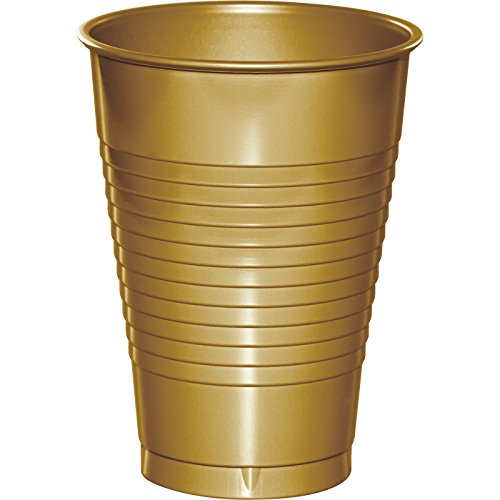 240-Pack Gold Disposable Plastic Party Cups 12 oz - Bulk Glitter Tumbler Cups for Weddings, Birthdays, BBQs & Celebrations - Shimmering Drinkware for Events & Gatherings