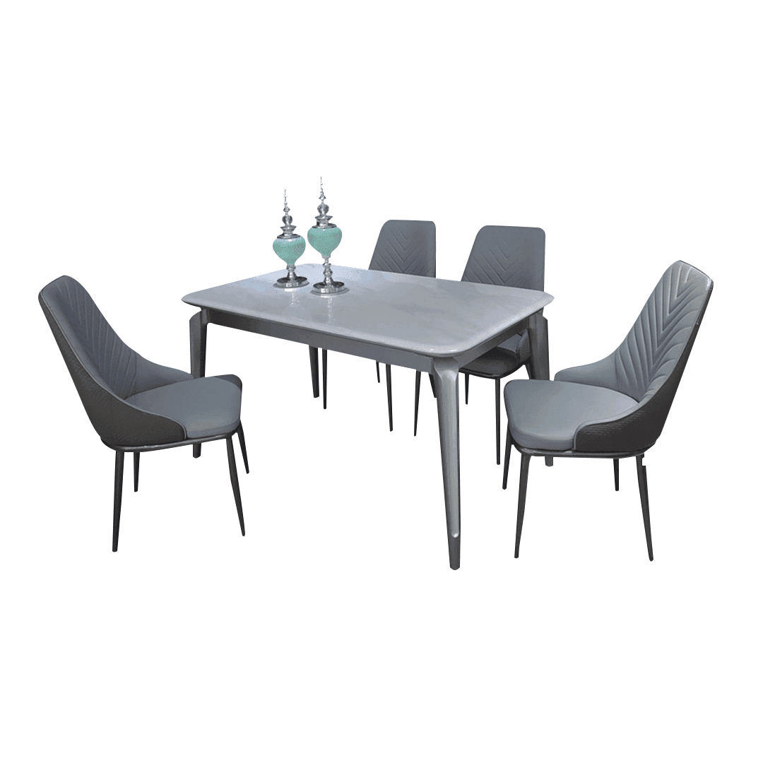 Genevieve Cultured Marble Dining Table Set with 4 Chairs - Elegant Kitchen & Dining Room Furniture for Family Gatherings & Dinner Parties