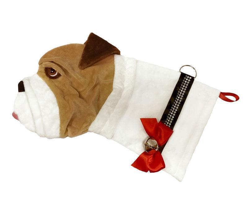 English Bulldog Christmas Stocking for Dogs - Festive Holiday Pet Stocking for Fireplace Decor, Gift Giving & Christmas Tree Ornaments