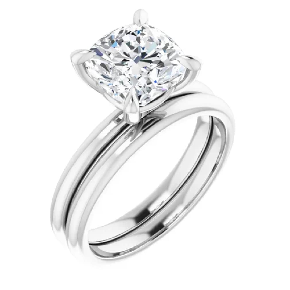 3 Carat Handmade Moissanite Engagement Ring Set - Solitaire Bridal Wedding Ring for Women, VVS1 Colorless, 10K/14K/18K Solid White Gold - Perfect Anniversary Gift & Proposal Jewelry for Her (Ideal for Weddings, Engagements, Romantic Surprises)