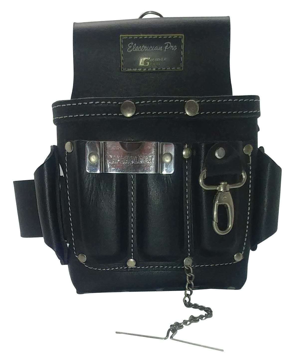 Professional Black Leather Electrician Tool Pouch & Belt 3400 - Durable Work Pouch for Electricians, Contractors & DIY Home Improvement Projects