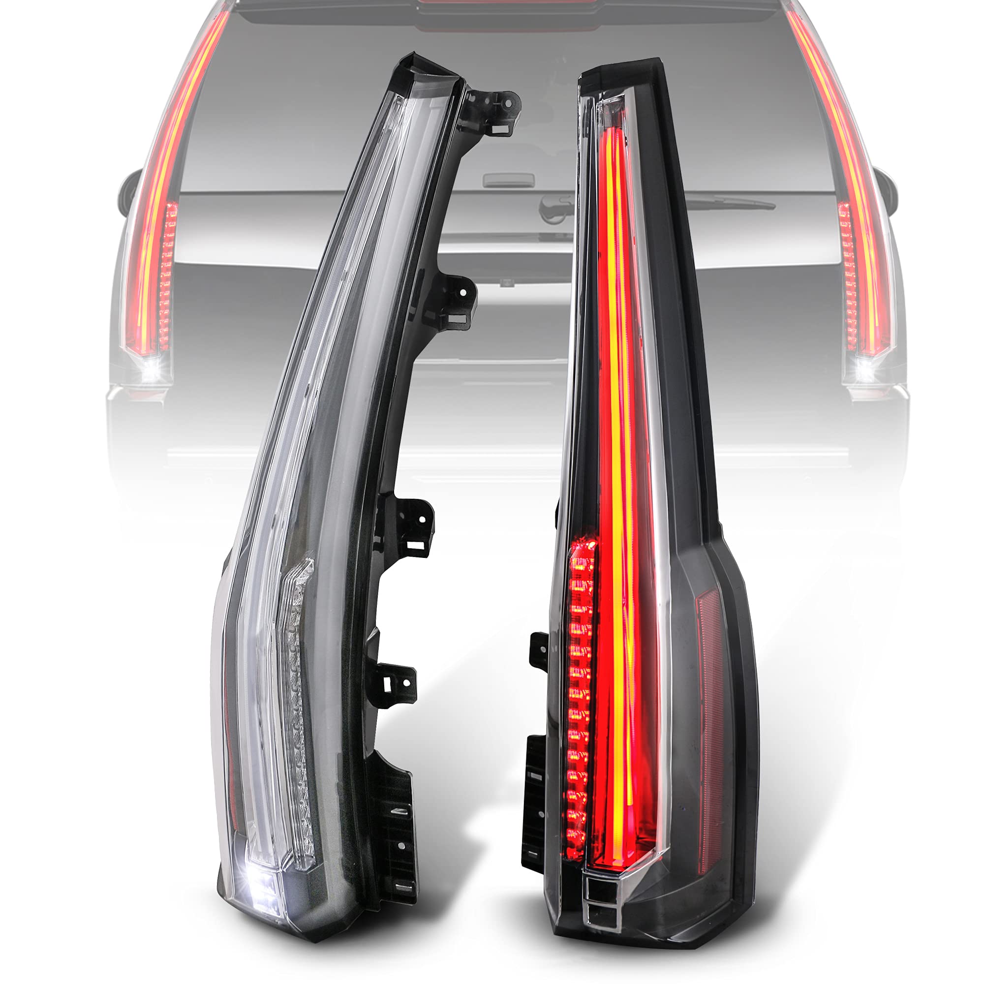 MOSTPLUS LED Tail Lights Assembly - Compatible with Chevy Tahoe & Suburban 2015-2020 | Set of 2 Transparent Red Lamps | Durable Replacement for Enhanced Night Visibility & Safety