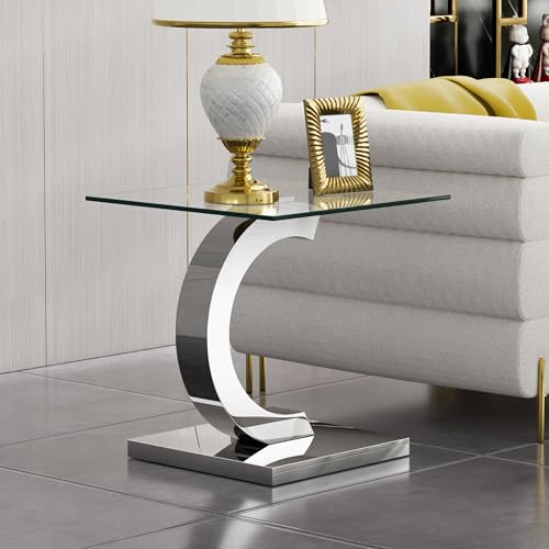 Silver End Table - C Shape Base