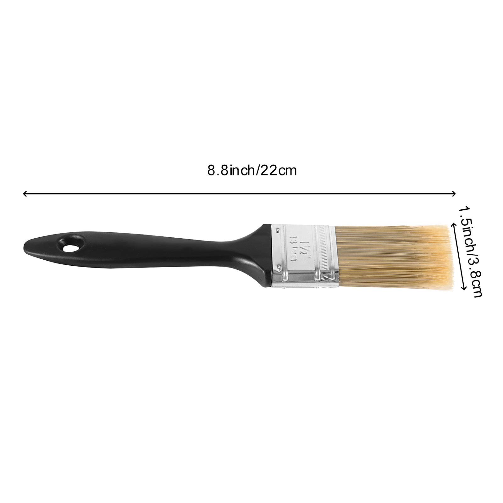 12 Pack 1.5 Inch Paint Brushes - Bulk Wall Trim Paintbrushes with Durable Plastic Handle - Professional Quality Paint Brushes for Home Improvement, DIY Projects & Wall Painting - Perfect for Interior Walls, Baseboards & Woodwork