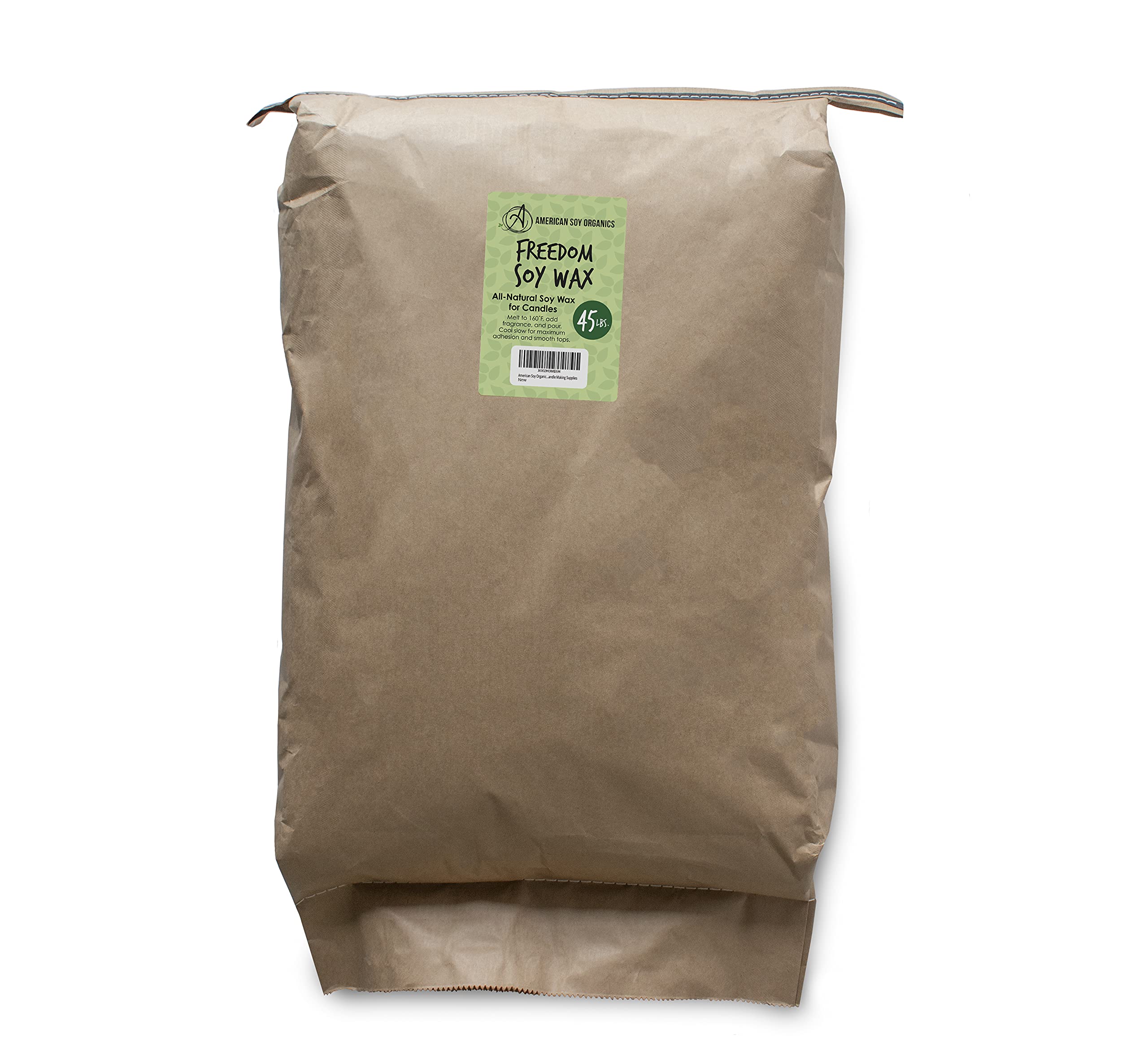 Premium Soy Wax Beads for Candle Making - 45 lb Bulk Natural Freedom Soy Wax (Microwavable) - Ideal for DIY Candles, Wax Melts & Home Fragrance Projects - American Soy Organics Candle Making Supplies