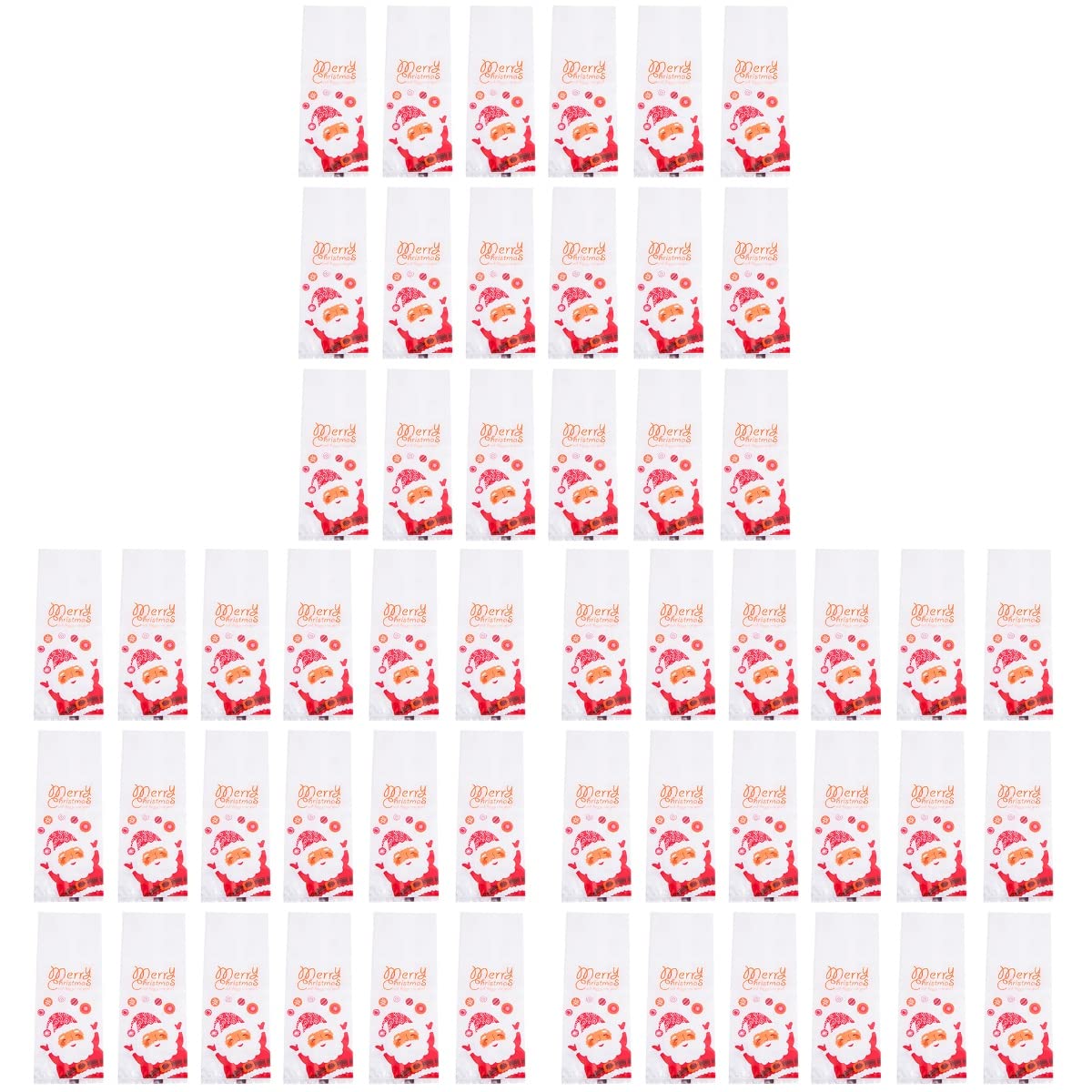 150 Pcs Christmas Plastic Food Bags - Santa Claus Baking Packaging Bags (White & Red) for Holiday Cookies, Party Favors & Festive Gift Wrapping - Christmas Decorations & Ornaments