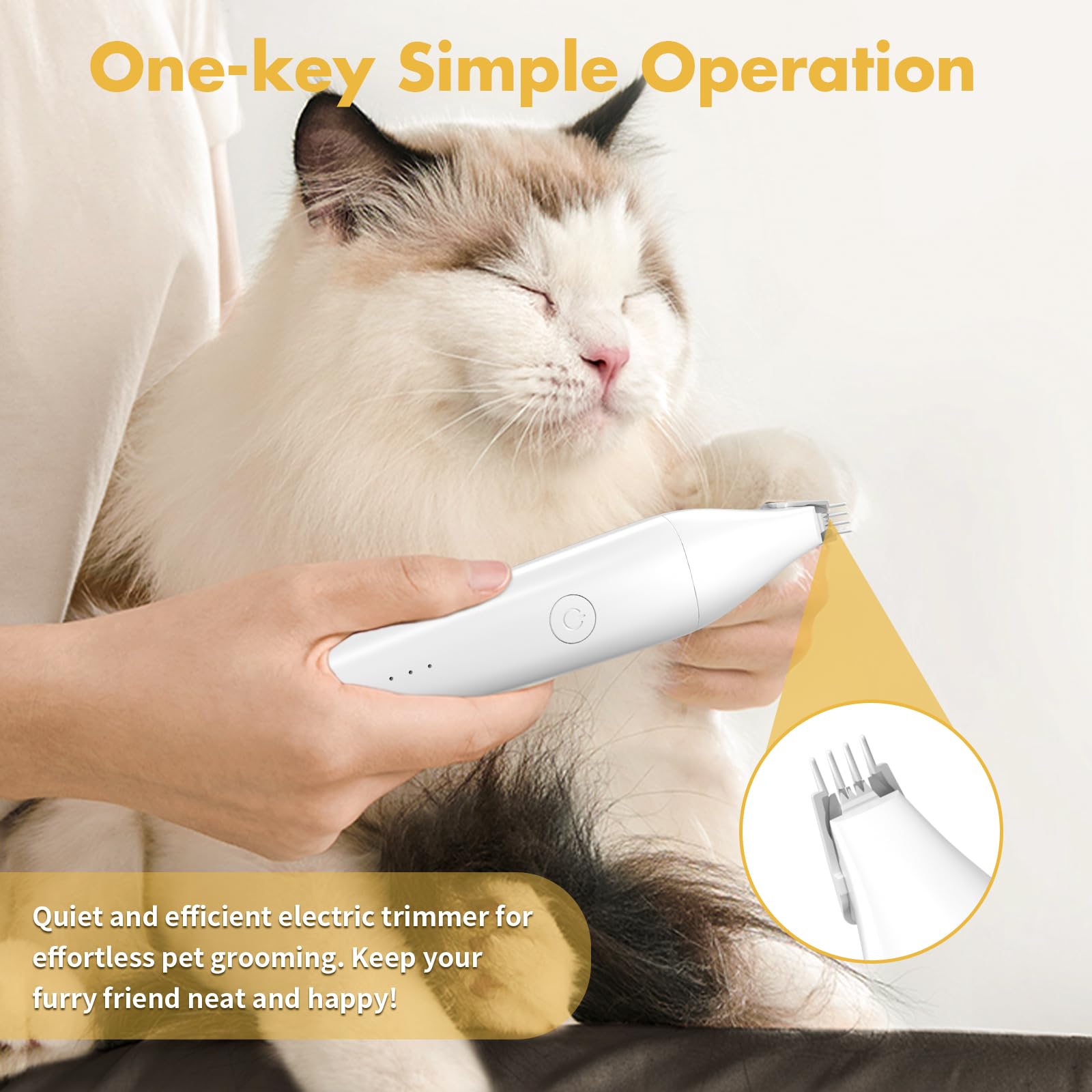 Cordless Cat Hair Trimmer & Grooming Kit - Quiet Pet Clippers for Matted & Long Hair, Includes Nail Grinder for Cats & Small Dogs - Perfect for Home Grooming & Professional Pet Care