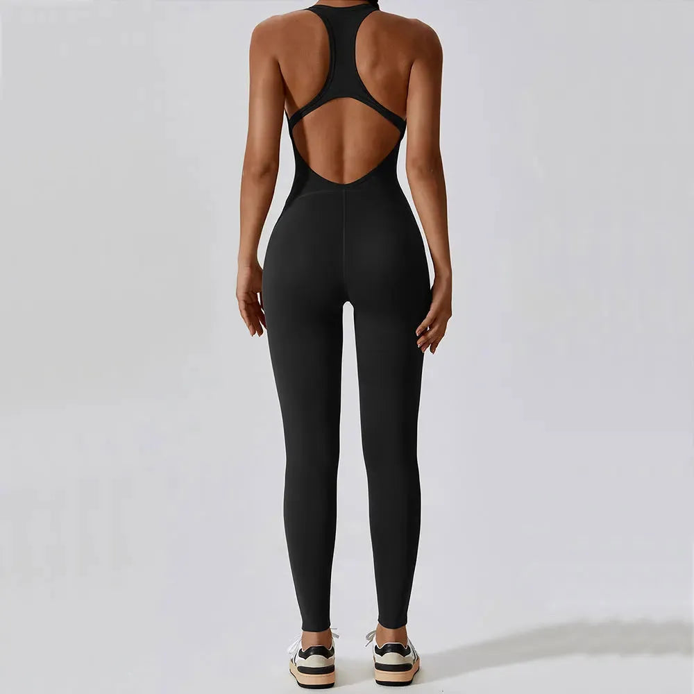 Women's Yoga Jumpsuit - Push Up Activewear Gym Outfit for Pilates & Fitness | Breathable Workout Clothes for Yoga, Running & Home Exercises