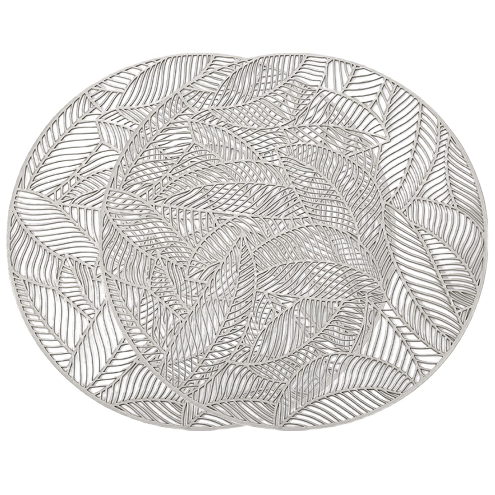 VALINK Round Placemats Set - 12 Inch Heat Resistant Dining Table Mats for Restaurants, Coffee Shops & Home Use - Non-Slip Hollow Design with Leaf Pattern for Cups, Plates & Bowls - Perfect for Dinner Parties, Cafes & Daily Meals