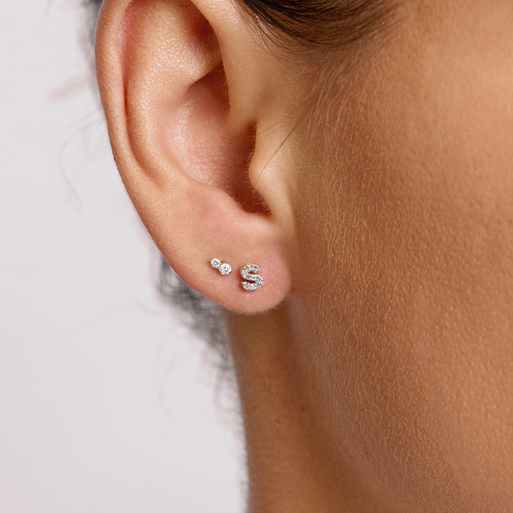 10k Gold Diamond Letter S Single Stud Earring - Elegant Initial Jewelry for Women, Perfect for Gifts, Everyday Wear & Special Occasions