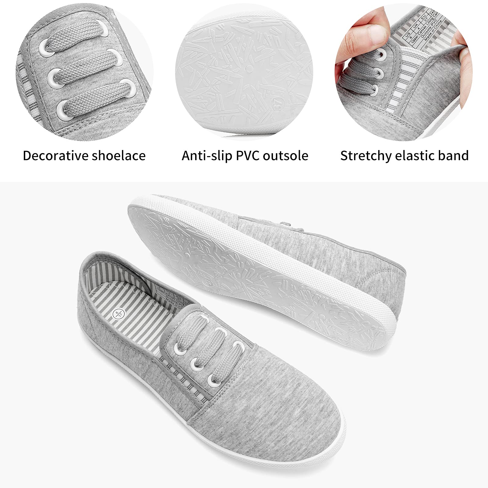 **Women's Canvas Slip-On Sneakers - Comfortable Casual Walking Shoes for Women - Non-Slip Flat Dress Shoes for Work, Tennis & Everyday Wear**    *(Perfect for Office, Travel, Shopping & Light Sports Activities)*