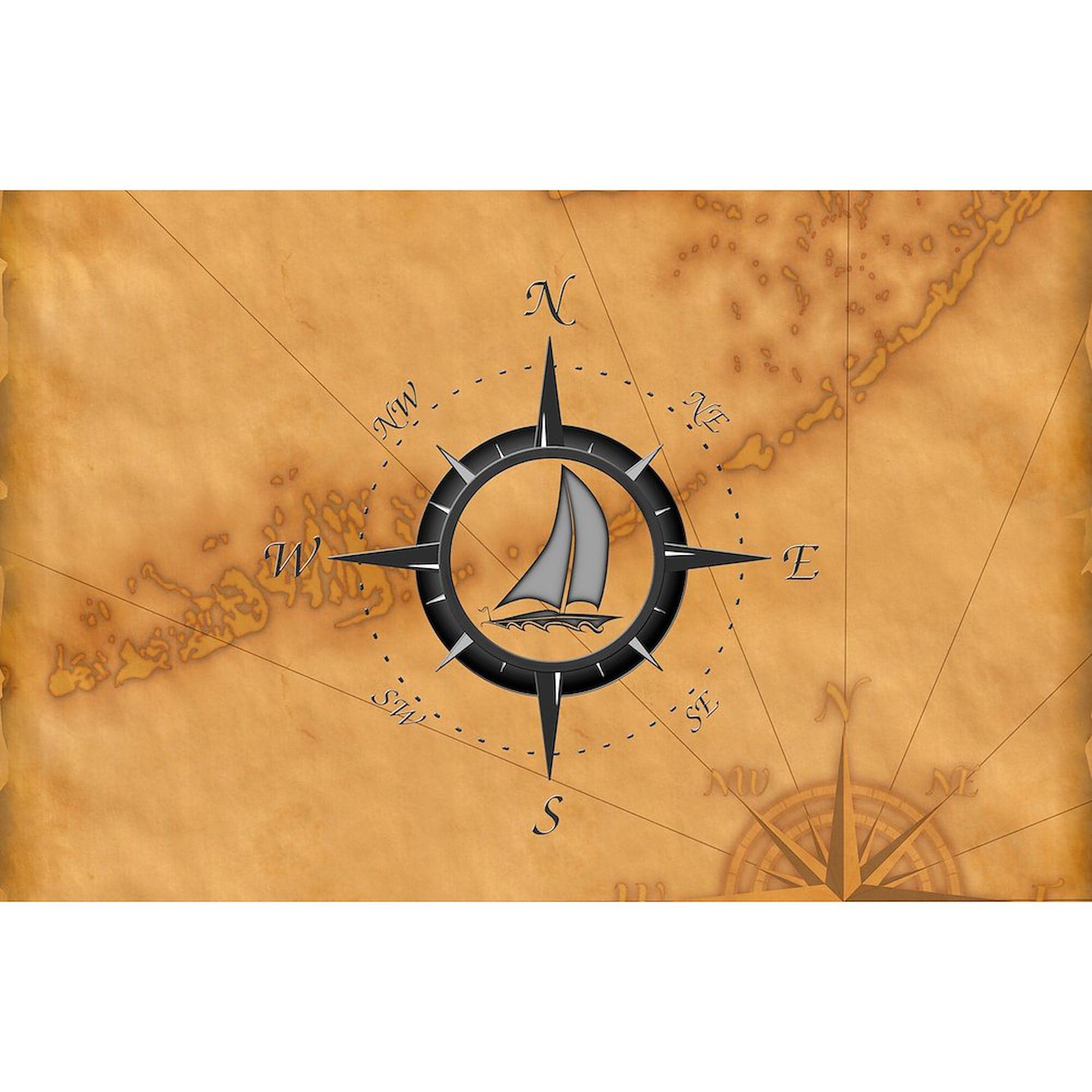 Sailboat and Compass Rose Oval Car Bumper Sticker - Waterproof Vinyl Decal for Cars, Laptops, Windows - Perfect for Nautical Lovers & Travel Enthusiasts