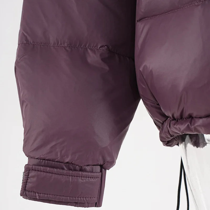 American Style Men's Parka Jacket - Stand Collar, Big Zipper Design, Letter Print, Drawstring, Loose Fit Padded Coat for Winter (CPG2531) | Outdoor Activities, Urban Streetwear & Casual Fashion