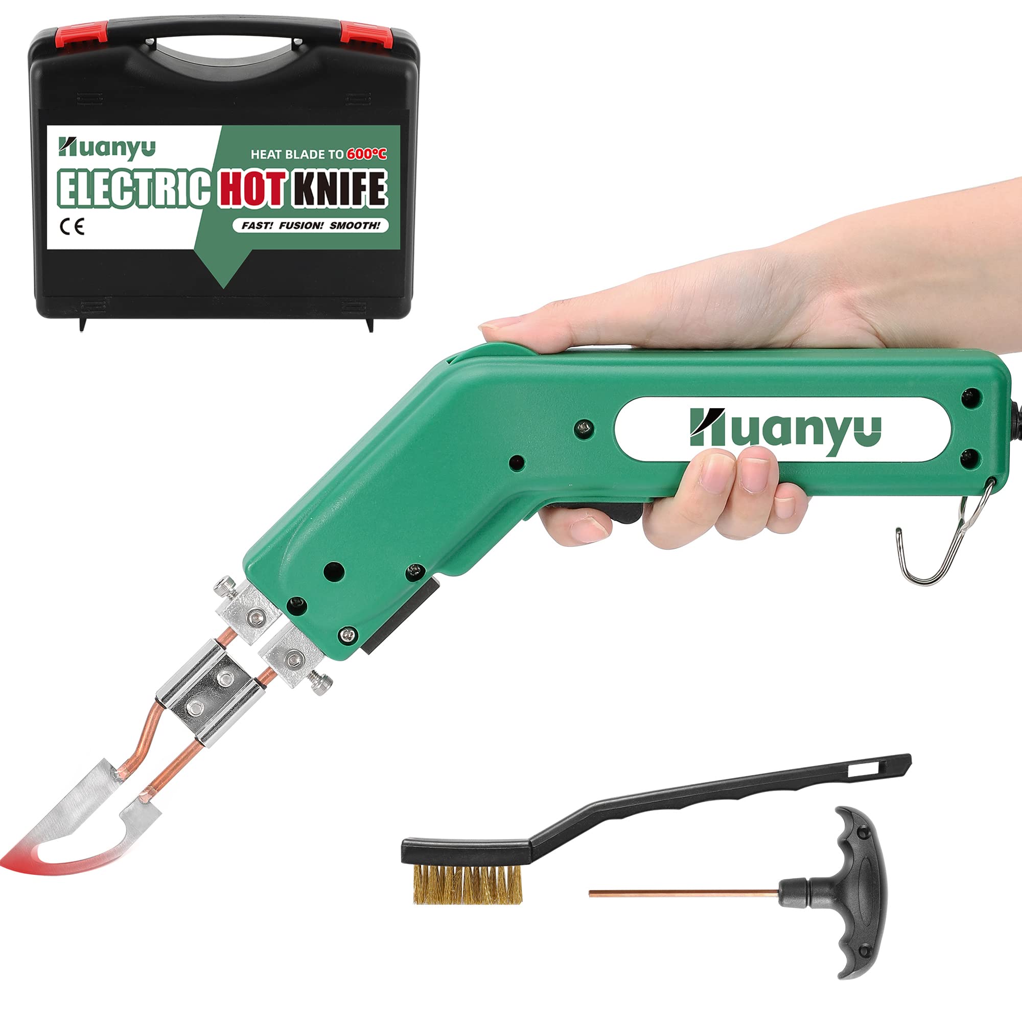 Huanyu 100W Hot Knife Fabric Cutter - Up to 1112℉ Electric Arc Knife for Cloth, Rope, Foam, Braided Belt & Net - 110V Precision Cutting Tool for DIY Crafts, Upholstery & Marine Rope Work