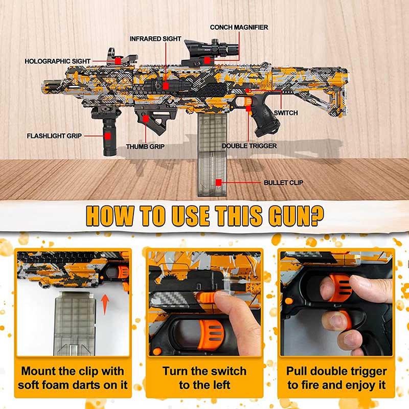 High-Speed V6 Dart Blaster Toy - Rapid Fire Foam Dart Gun for Outdoor & Indoor Nerf Battles, Team Games & Target Practice