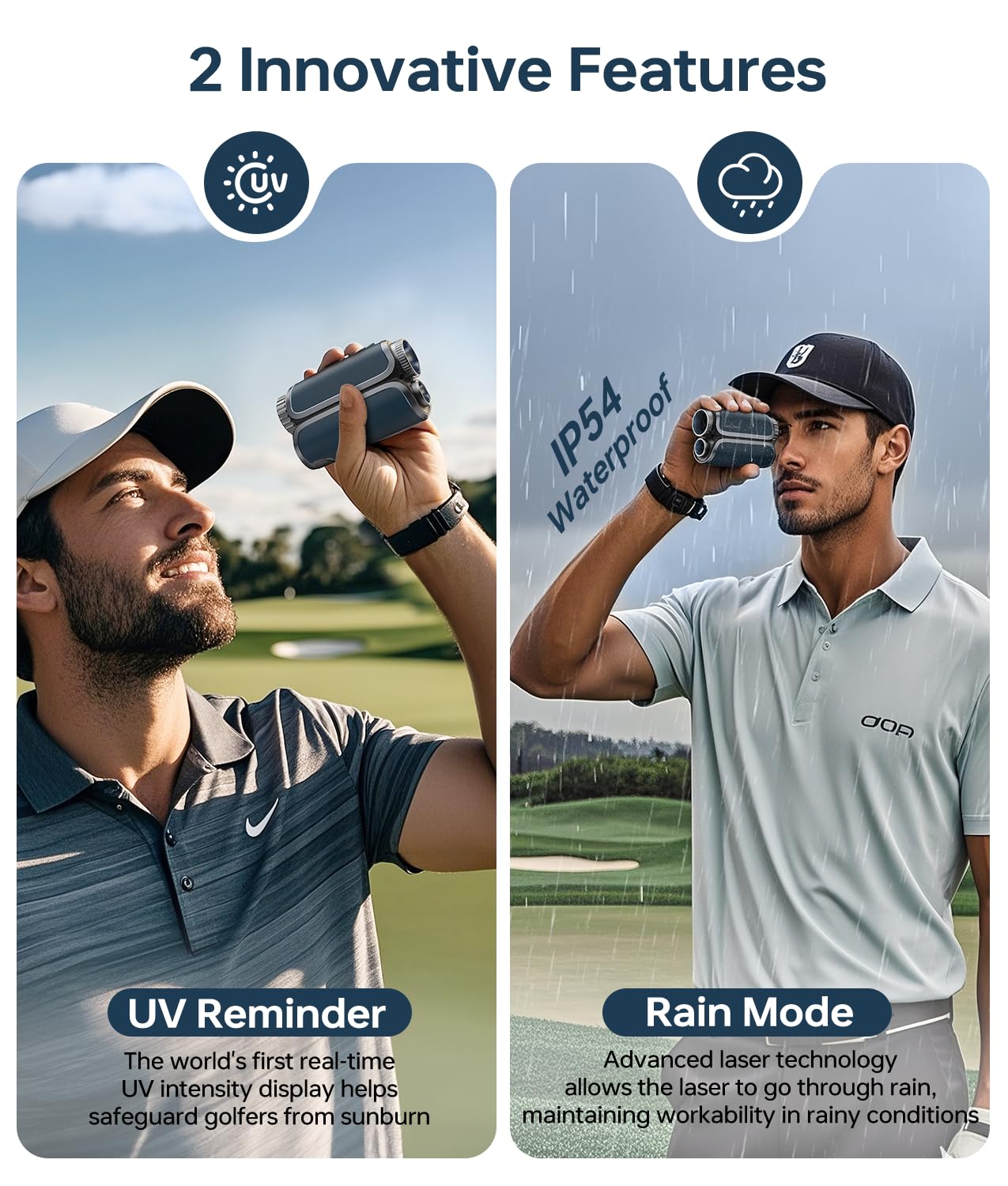 Premium Laser Golf Rangefinder with Slope - High Precision Flag Lock & Vibration, Triangulation Mode, UV & Rain Resistant - Full Color Touchscreen in Leather Case - Perfect Golf Gift for Men (Ideal for Course Play & Tournament Practice)