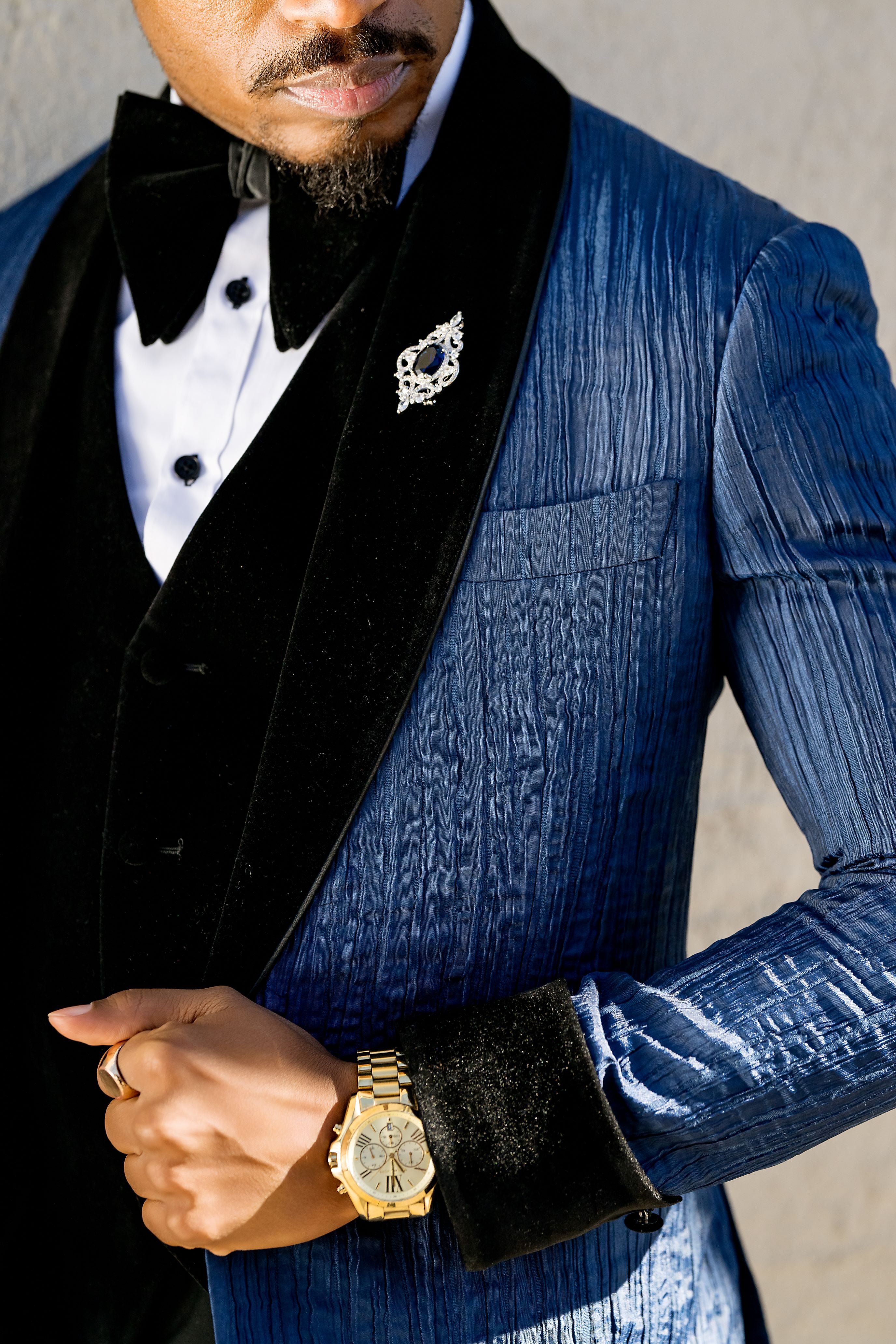 Imperial Blue Custom Tailored Velvet Shawl Lapel Tuxedo Suit for Men - Elegant Formal Wear for Weddings, Prom & Black Tie Events