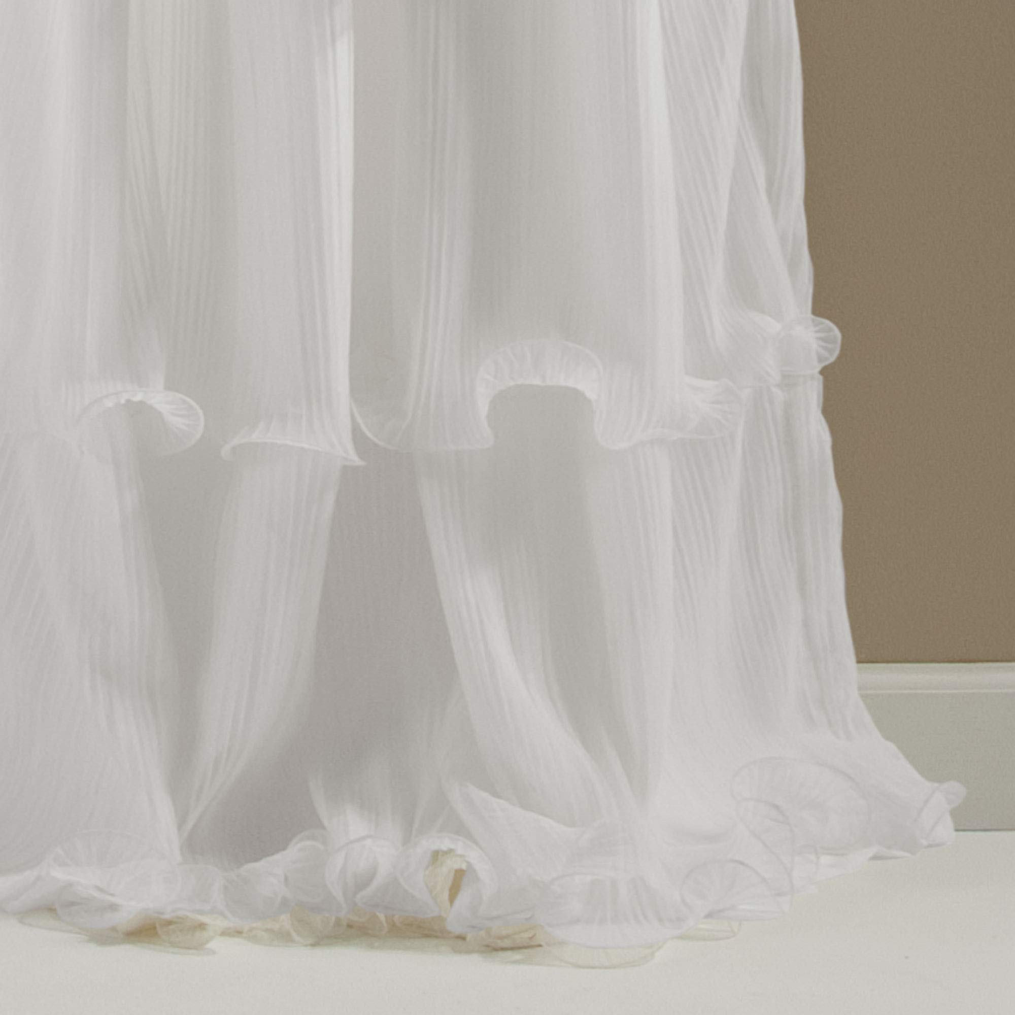 Lush Decor Nerina Sheer Ruffled Textured Curtain Panel - 84x54 Inches, White - Perfect for Living Room, Dining Room, and Bedroom Windows