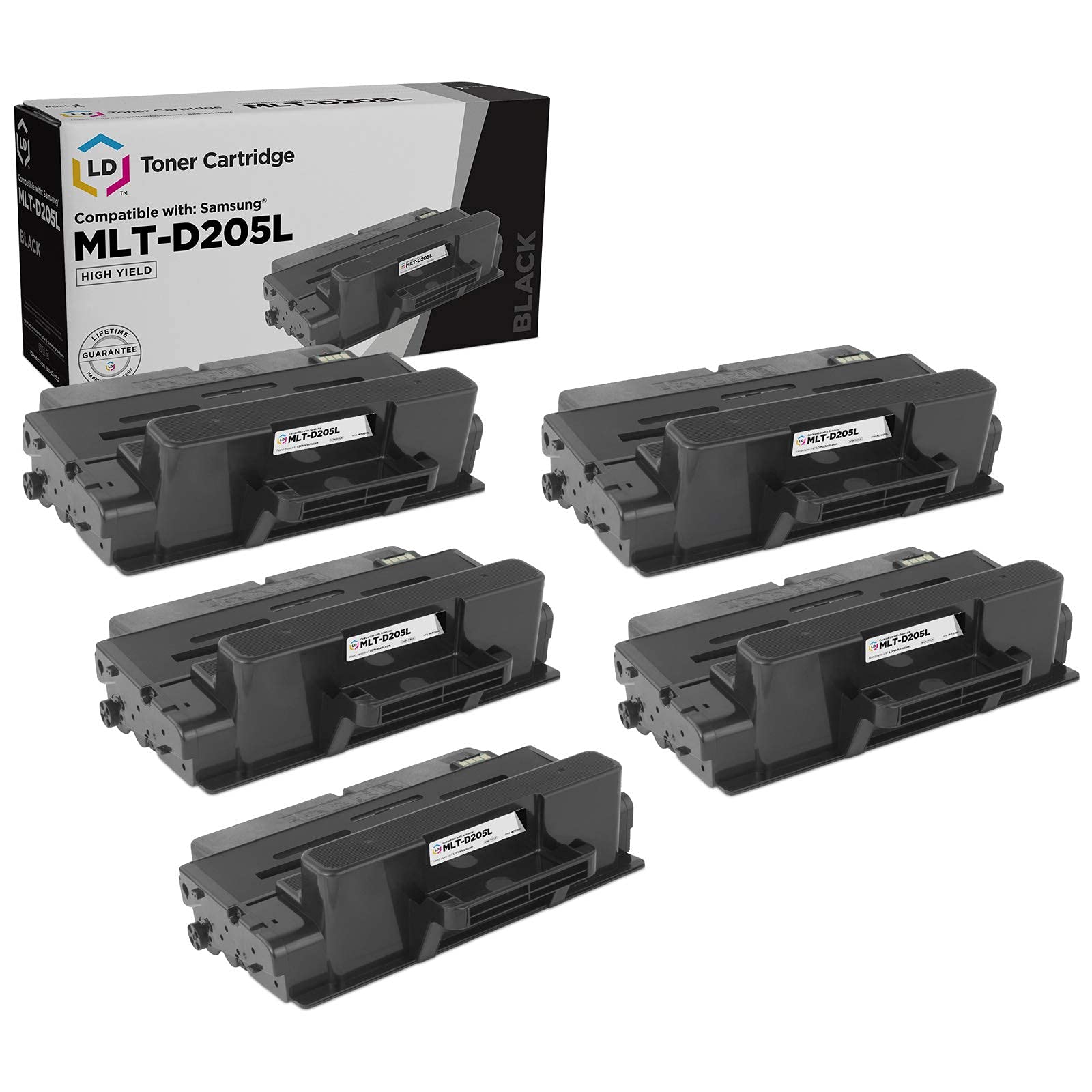 LD Products High-Yield Compatible Toner Cartridge Replacement for Samsung MLT-D205L (5-Pack, Black) | Works with Samsung ML-3712ND, ML-3712DW, SCX-5639FR, SCX-5739FW | Ideal for Home & Office Printing, High-Volume Documents
