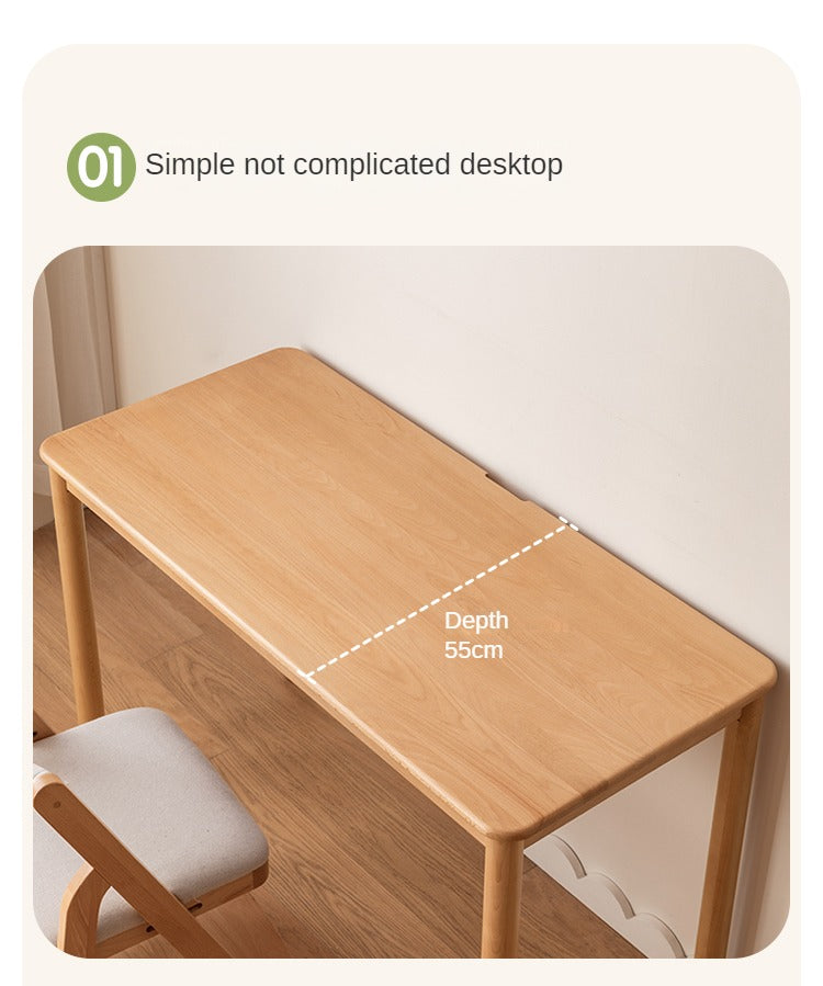 Solid Wood Kids Writing Desk - Beech & Oak Study Table for Children - Perfect for Homework, Drawing & Crafting in Bedroom or Study Room