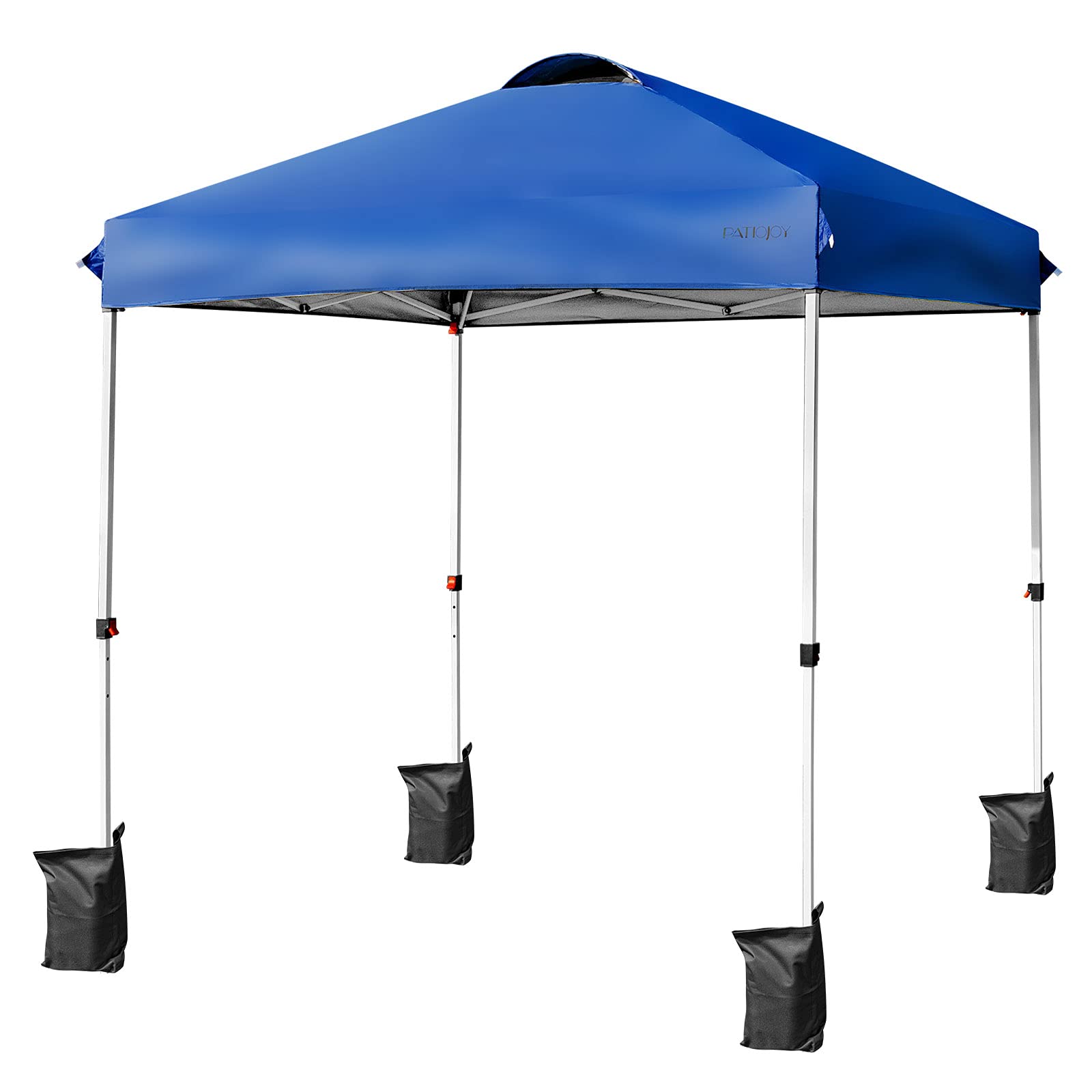 Tangkula 6.6' x 6.6' Outdoor Pop-Up Canopy Tent - Adjustable Height Instant Shelter with Carry Bag & 4 Weight Bags - Portable Sun Shade for Camping, Beach, Picnics, Parties, and Backyard Events (Blue)