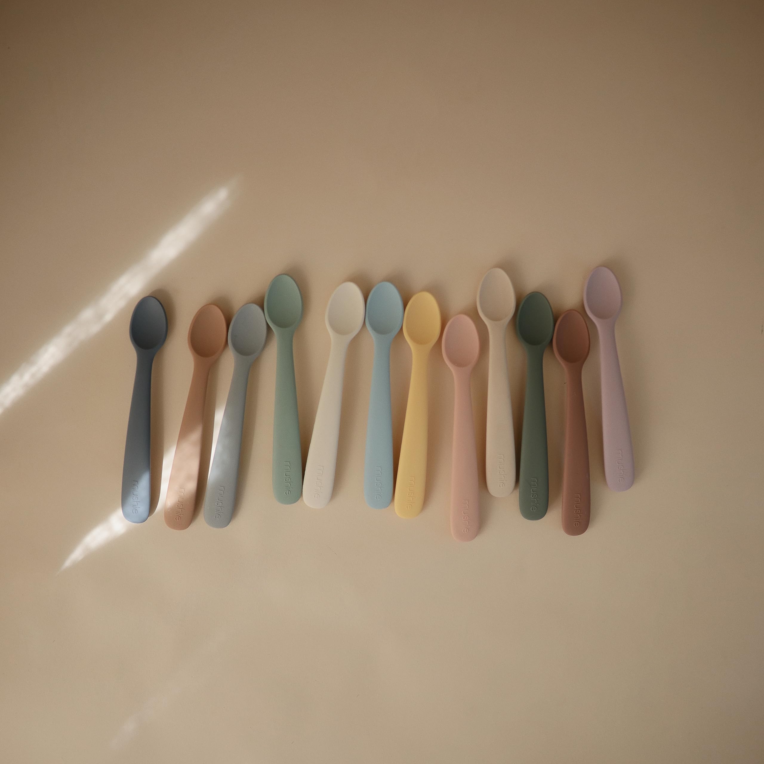 Mushie Silicone Baby Feeding Spoons - Soft, BPA-Free Infant Utensils for Purees & Solids | 2-Pack Set in Powder Blue | Perfect for Weaning, Travel & Mess-Free Meals