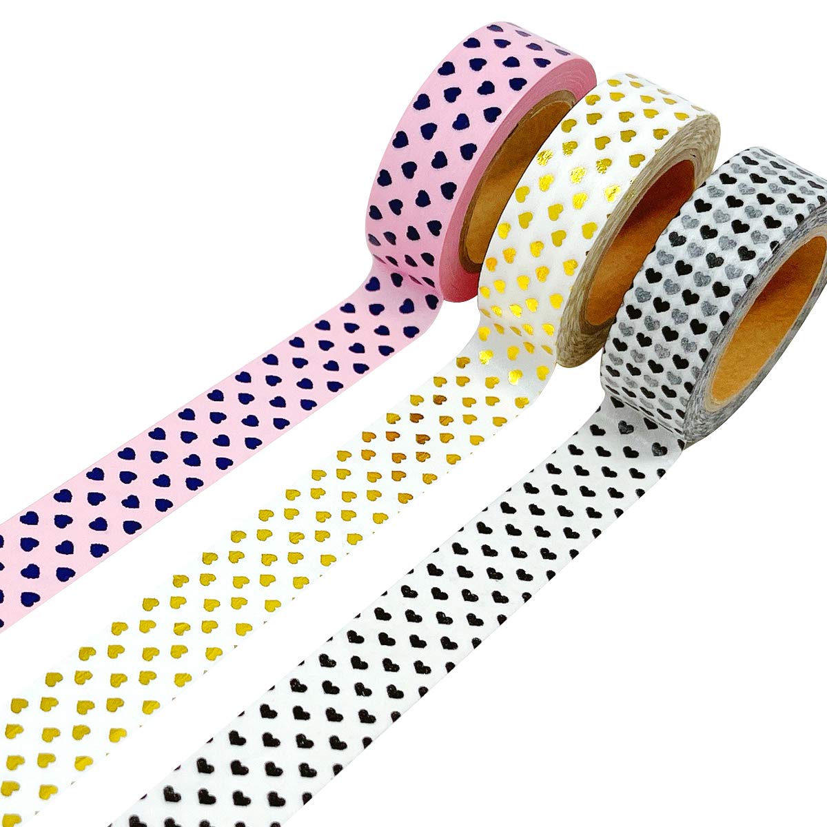 Allydrew Valentine Hearts Washi Tape Set - 3 Pack Floral Decorative Masking Tapes for Scrapbooking, Journaling, Gift Wrapping & DIY Crafts