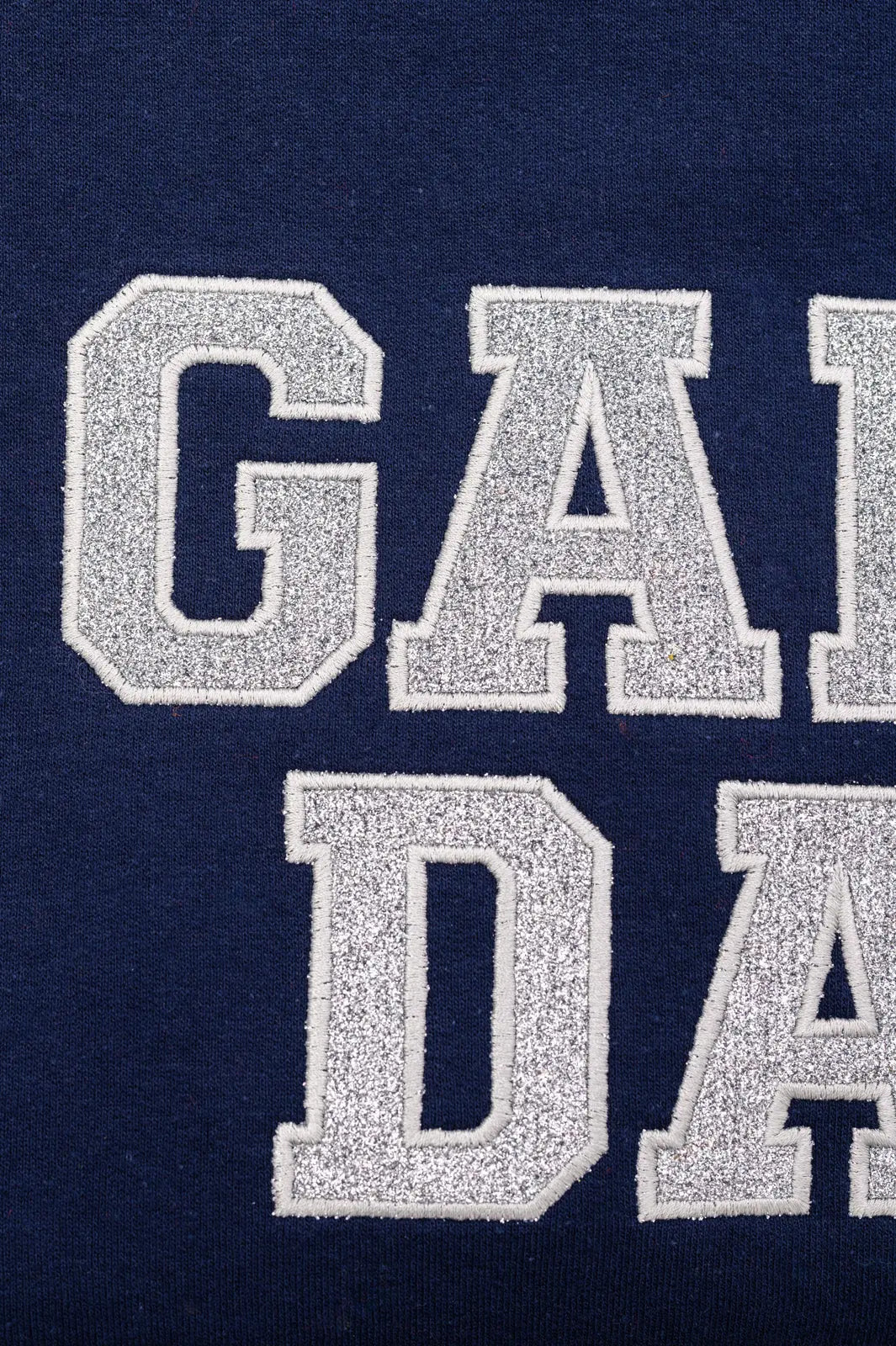 PREORDER: Embroidered Glitter Game Day Sweatshirt - Navy & Silver | Comfortable Pullover for Football, Basketball, Tailgating & Sports Events