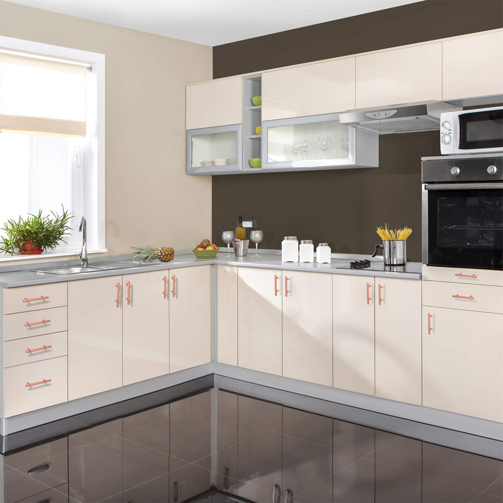 Rose Gold Brushed Stainless Steel Cabinet Pulls - 3-3/4