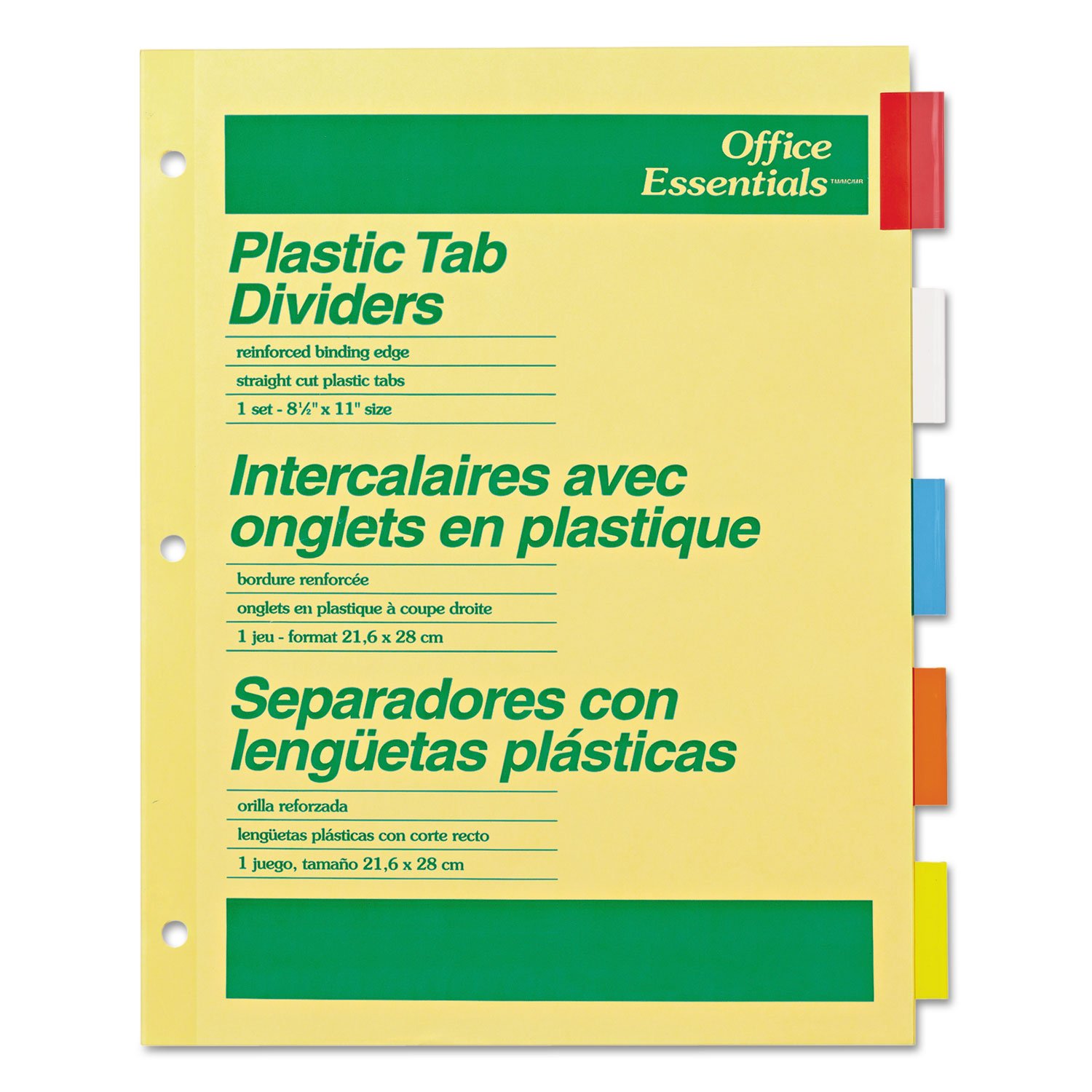 11465 Plastic Insertable Dividers - 5-Tab Letter Size for Office Organization | File Folder Dividers for Documents, Papers & Records