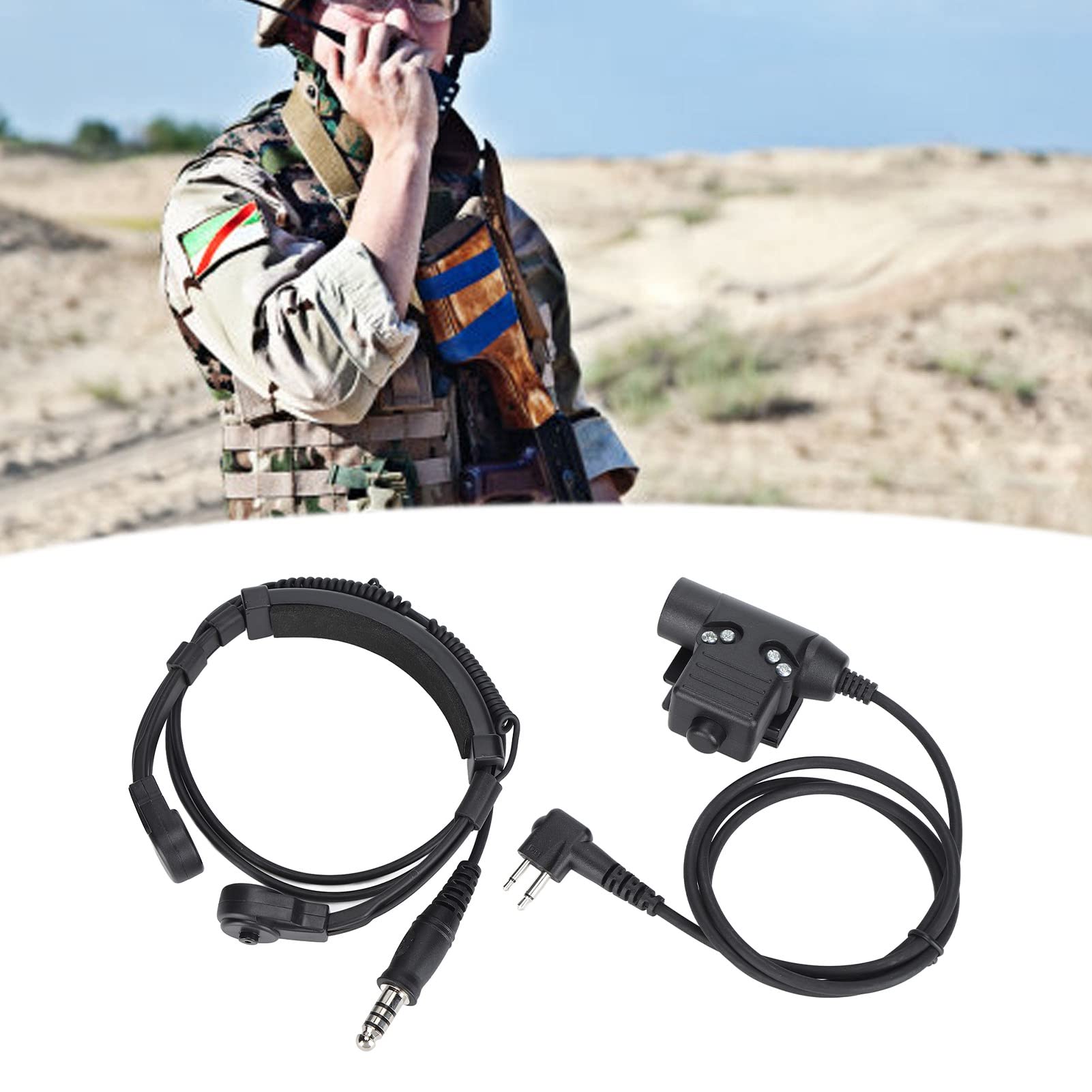 Military U94 PTT Adapter with 2 Pin 7.1mm Headset System - Push to Talk Connector for Motorola Radios (PU+PTT Material) - Perfect for Tactical Communication, Security Operations & Outdoor Adventures