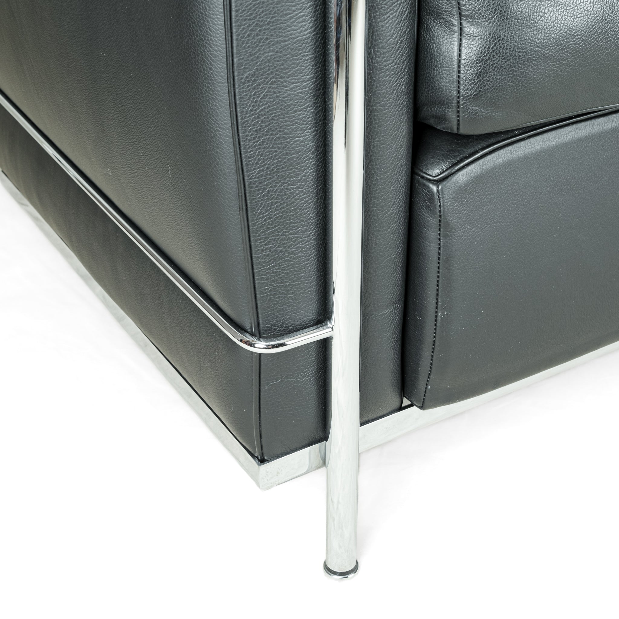 CASSINA Petit LC2 Sofa - Modern Black Leather Living Room Furniture for Small Spaces | Perfect for Apartments, Offices & Contemporary Homes
