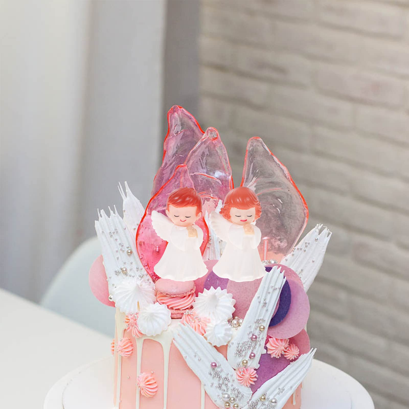 NUOBESTY Resin Angel Cake Toppers - Boy & Girl Figurine Statues for Birthday & Wedding Decor (2-Piece Set) | Elegant Cake & Table Decoration for Parties, Baby Showers & Anniversaries