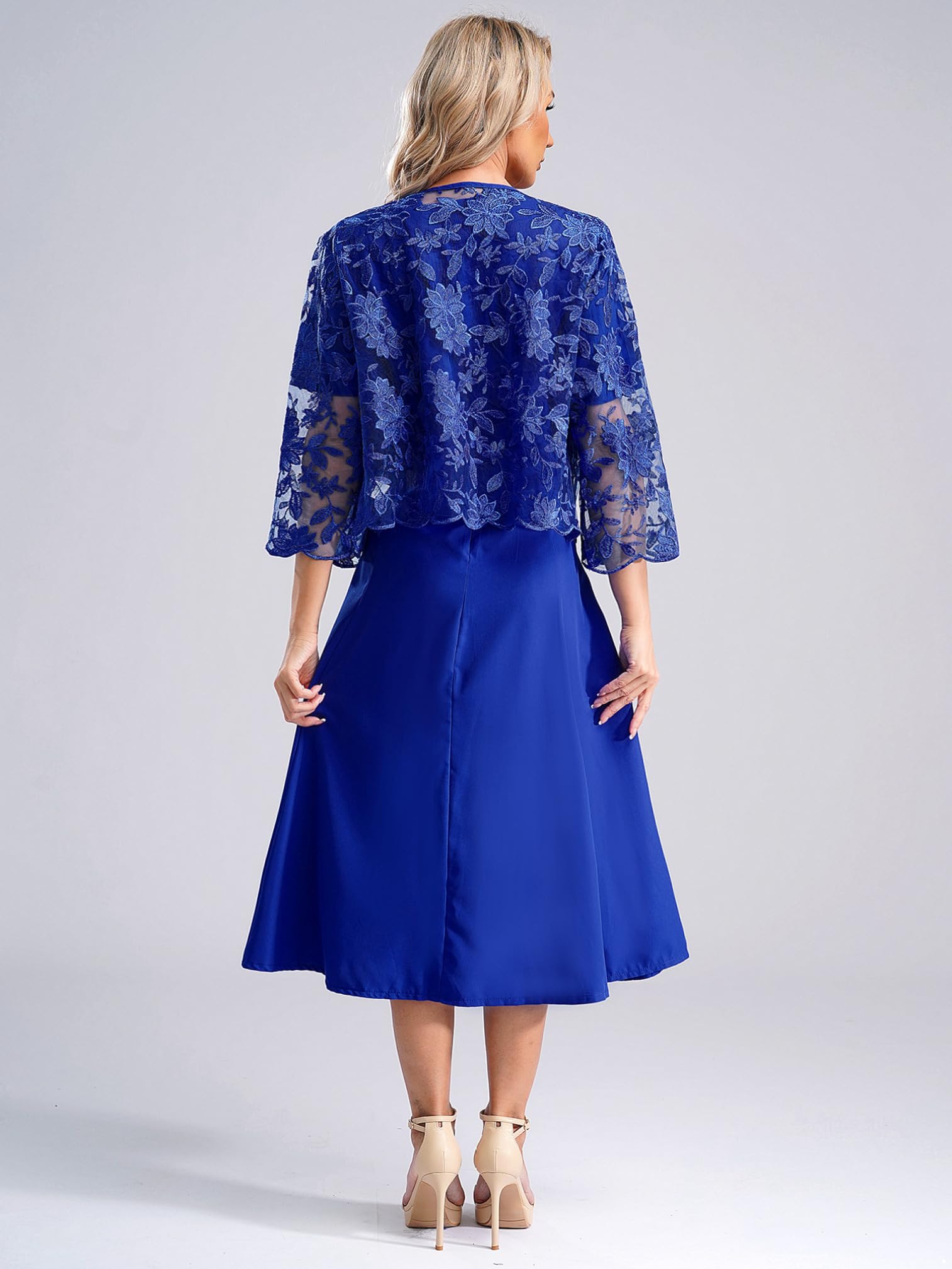 Elegant 2-Piece Lace Jacket Dress Set for Women - Wedding Guest, Mother of The Bride Formal Maxi Dress - Plus Size Available - Perfect for Weddings, Cocktail Parties & Special Occasions