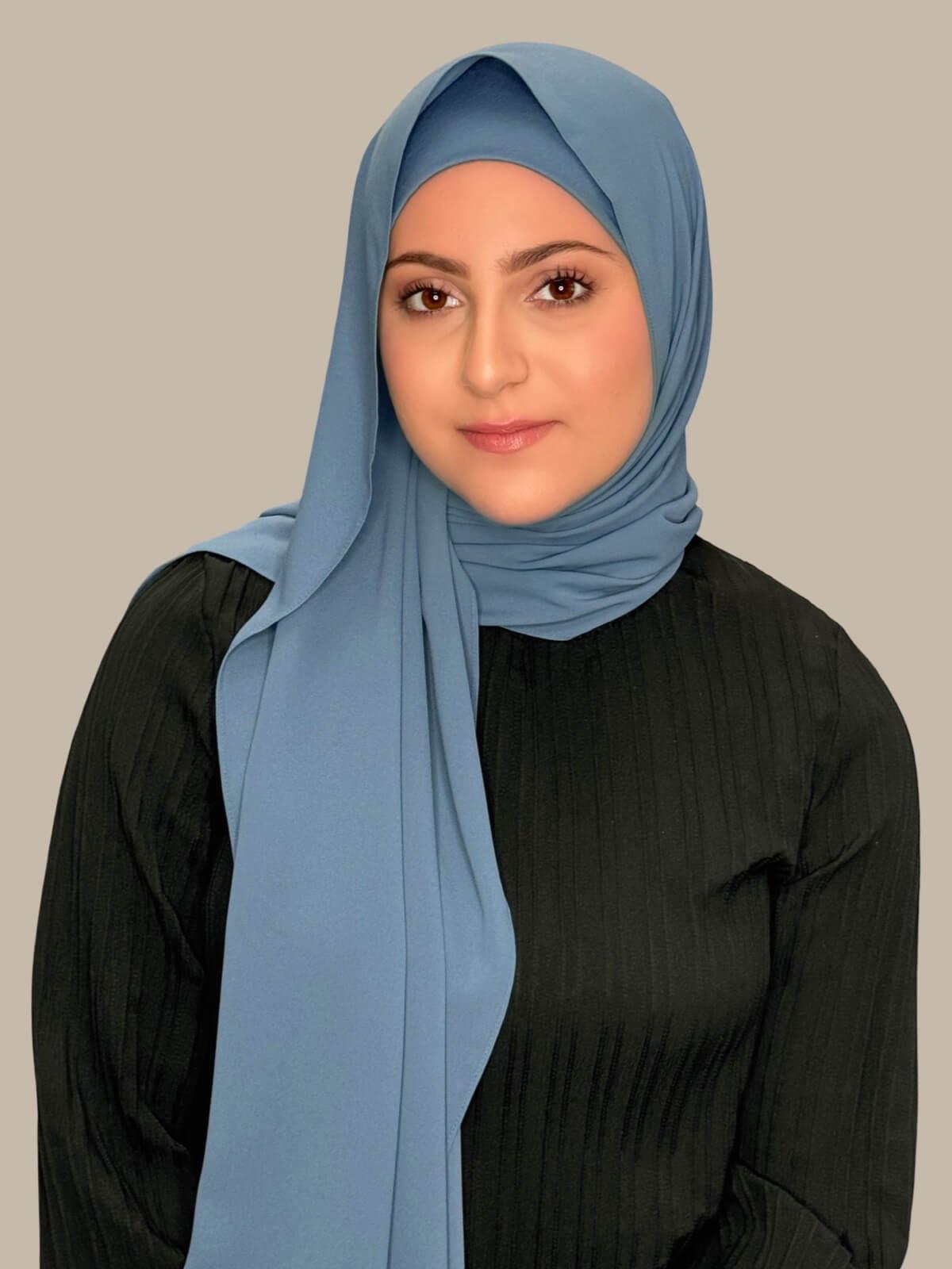 Stylish Modest Chiffon Hijab Set in Cool Blue - Perfect for Daily Wear, Work, and Special Occasions