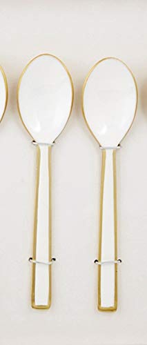 2-Piece Elegant White & Gold Spoons Set - Perfect for Dining, Parties, and Gift Giving