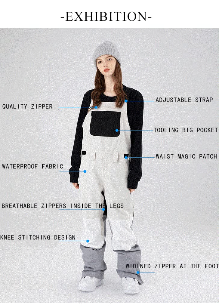 SEARIPE Women's & Men's Insulated Snow Bib Overalls - Adjustable Waterproof Ski Pants for Hiking, Climbing & Winter Sports | Durable Wear-Resistant Design for Cold Weather Adventures