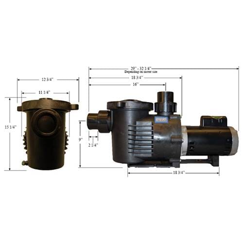 PerformancePro 2 HP High-Efficiency Submersible Water Pump - 12,480 GPH Flow Rate with 3 Fittings - Ideal for Ponds, Fountains, and Waterfall Circulation