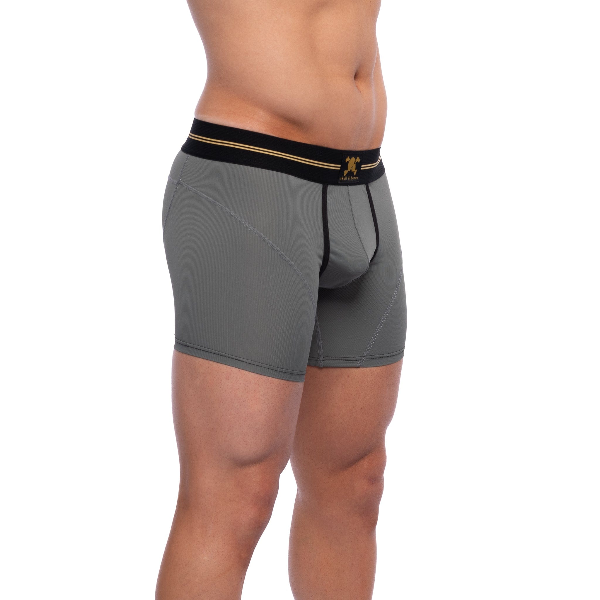 Performance Rib Boxer Briefs for Men - Soft & Breathable Grey Underwear - Gym, Workout & Everyday Comfort