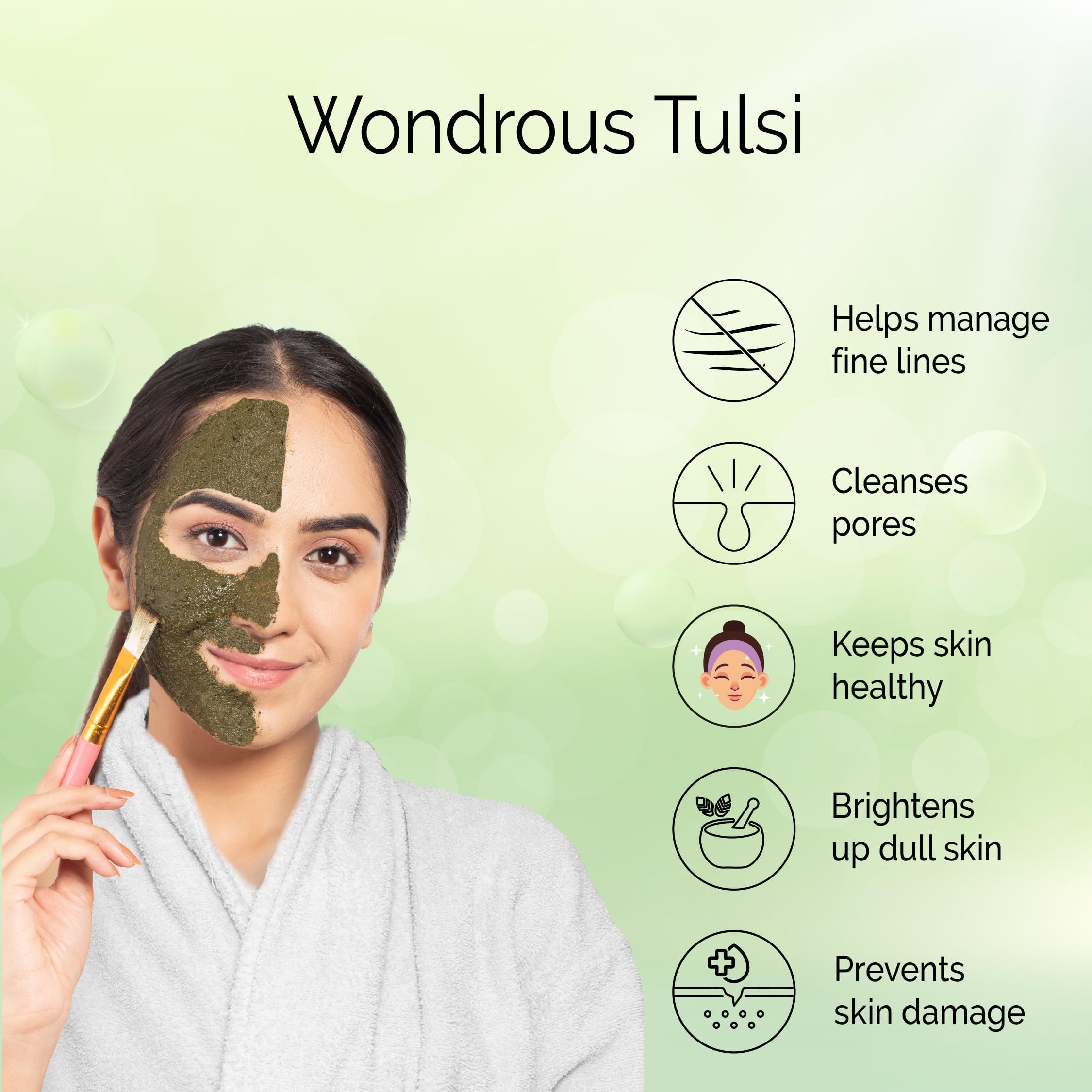 PYOURA Pure Tulsi Powder - 100% Natural Organic Holy Basil Powder for Skin Care | Chemical-Free, Hygienically Dried | Face Pack for Youthful & Clear Skin | 2-Pack (100g Each) | Perfect for DIY Face Masks, Ayurvedic Remedies & Holistic Wellness