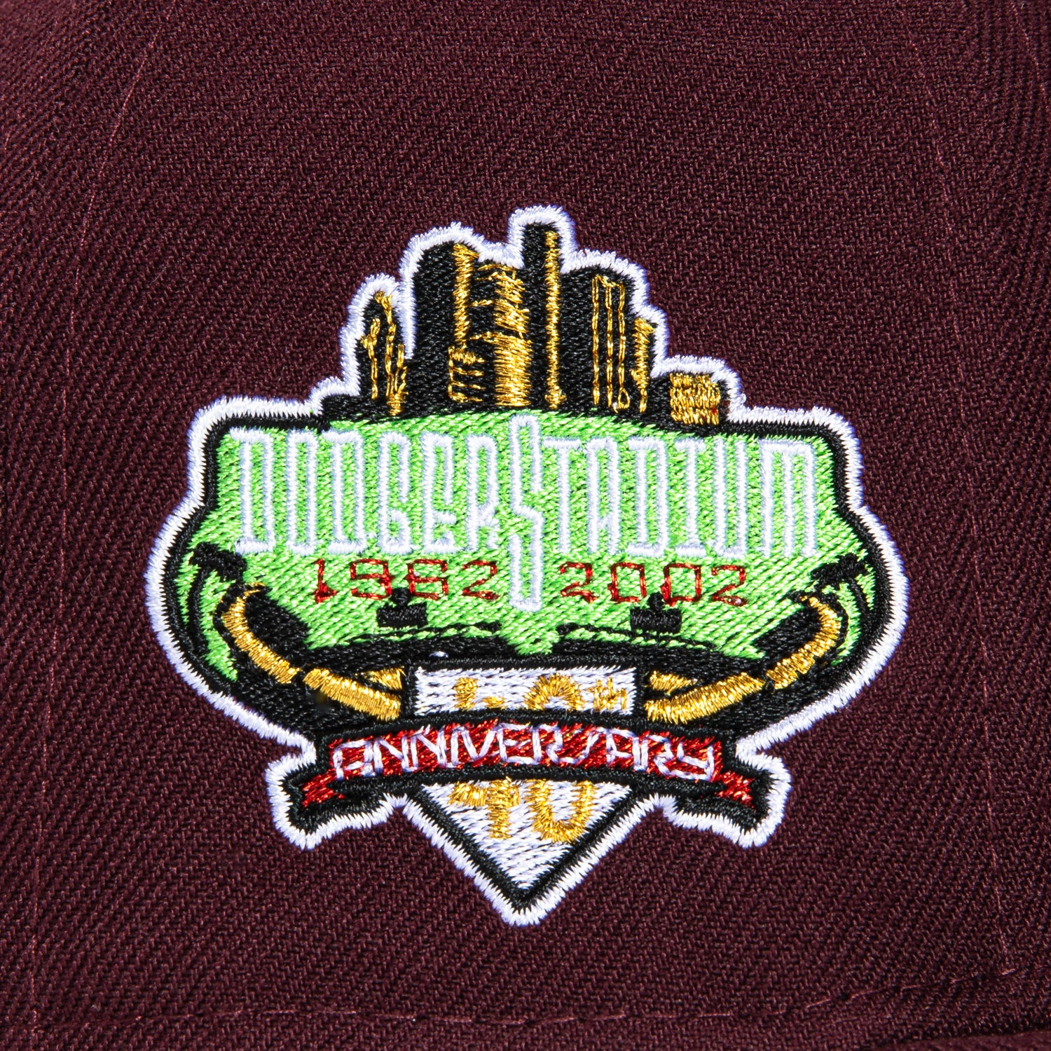 New Era 59Fifty Los Angeles Dodgers 40th Anniversary Snapback Hat with Stadium Patch - Maroon - Official MLB Licensed Baseball Cap for Men & Women - Perfect for Games, Collecting & Streetwear Fashion