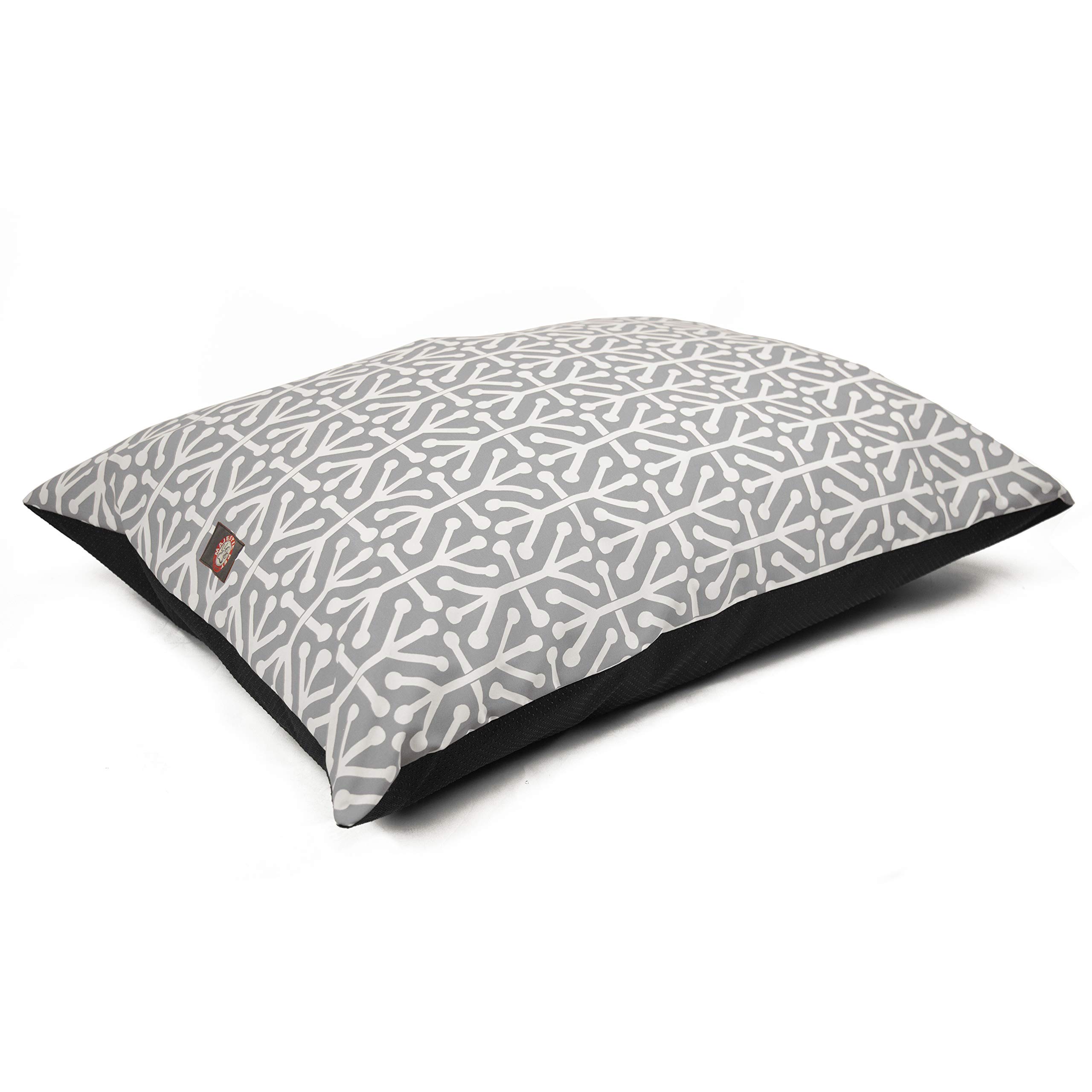 Washable Non-Slip Rectangle Dog Bed for Medium Breeds - 35 x 28 Inch Comfy Pet Crate Bed with Super Value Pillow - Aruba Gray Kennel Bed for Sleeping, Lounging & Travel