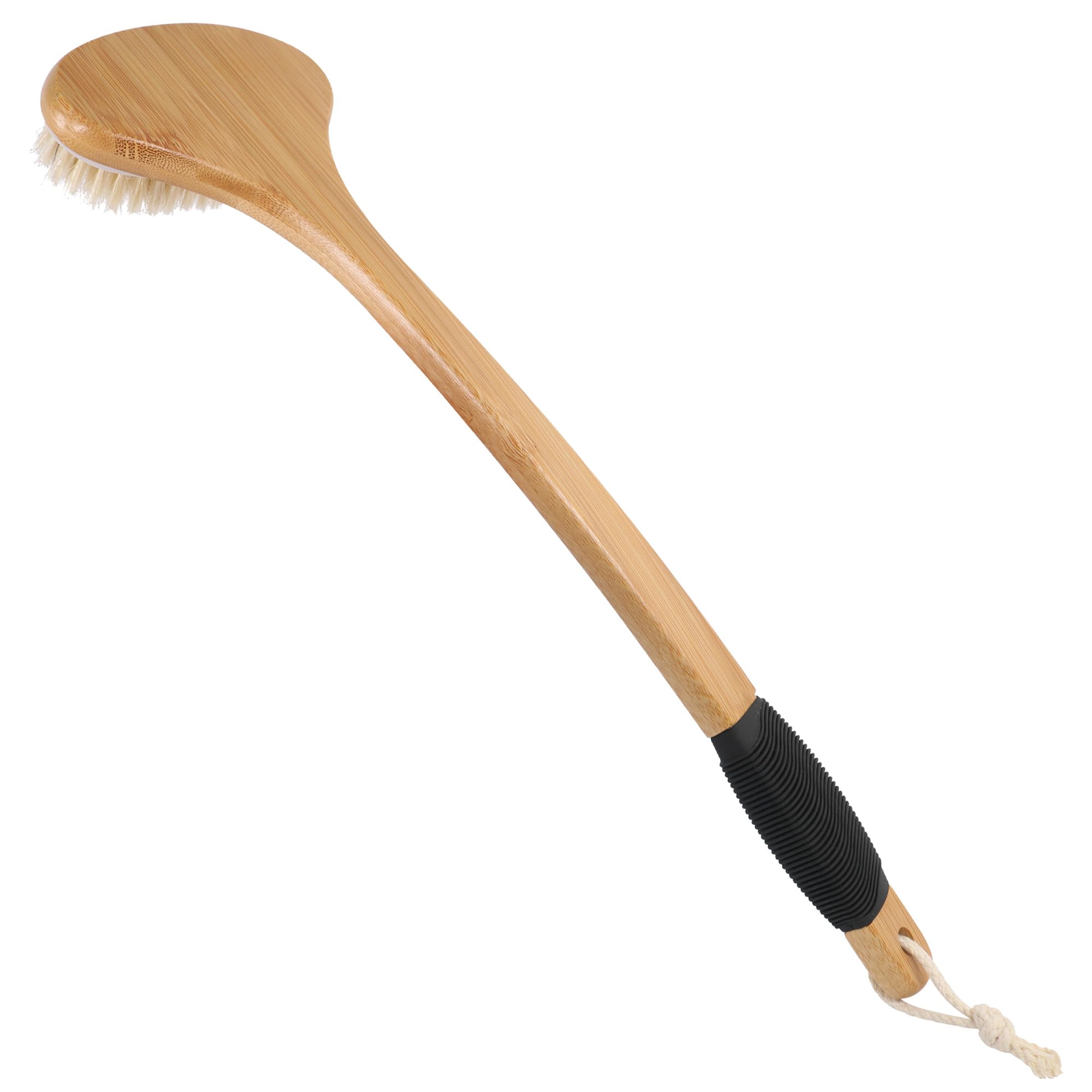OWIIZI Back Scrub Brush for Shower - Stiff Boar Bristles & Bamboo Long Handle Body Brush for Wet/Dry Use | Deep Cleansing Back Scrubber with Anti-Slip Grip | Perfect for Hard-to-Reach Areas & Exfoliation in Bath or Shower