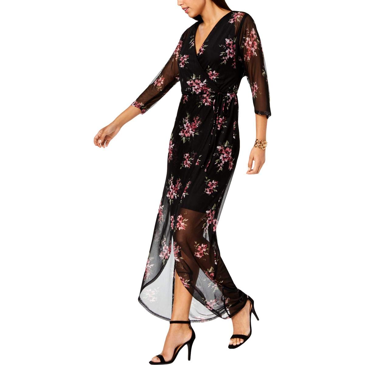 Floral Print Wrap Maxi Dress for Women - Elegant Summer Beach Dress with Pockets | Perfect for Vacations, Weddings & Outdoor Events