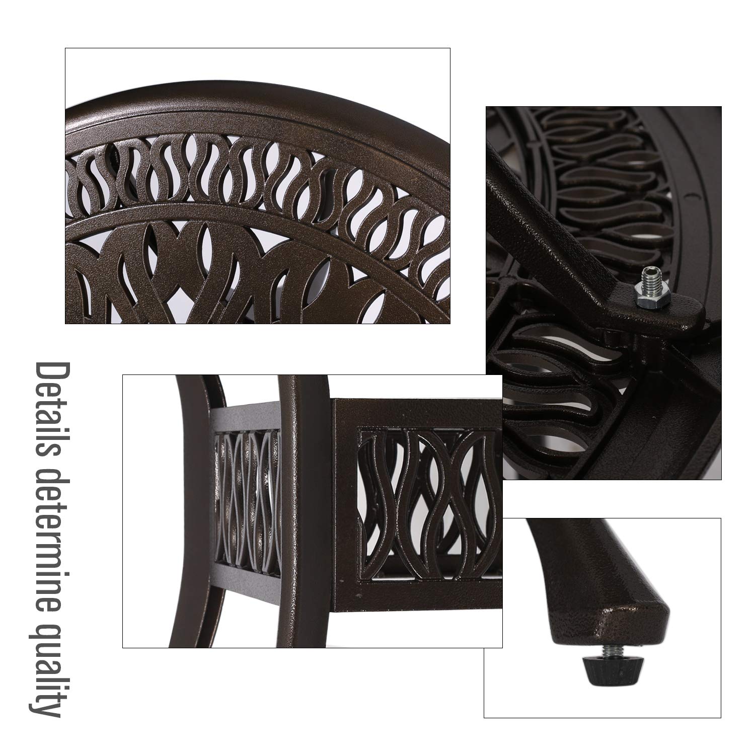 YUSING 35.4 Inch Round Outdoor Dining Table - Durable Cast Aluminum Patio Bistro Set with 2 Inch Umbrella Hole - Perfect for Kitchen, Garden, Yard, Backyard, Restaurant & Outdoor Entertaining