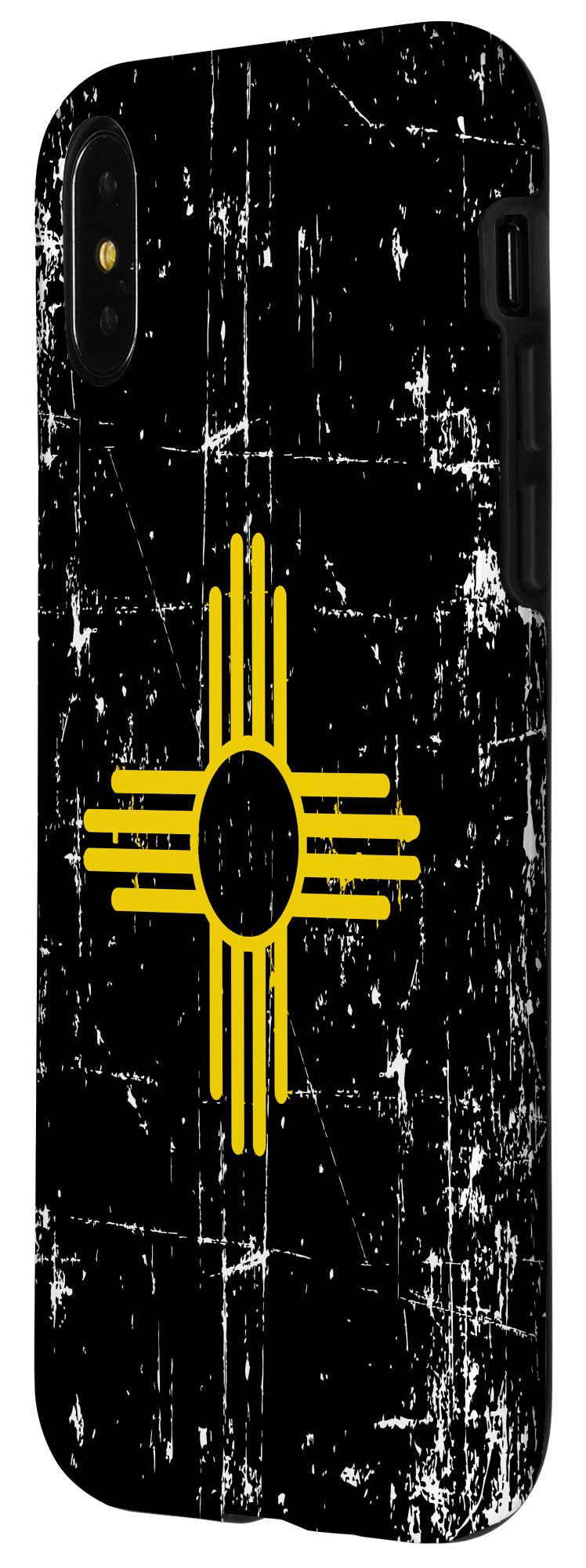 Vintage New Mexico Flag iPhone X/XS Case with Zia Sun Symbol - Black & Red Protective Cover for Travel, Outdoor & Everyday Use