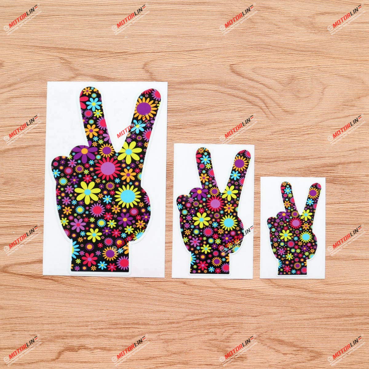 Floral Peace Hand Sign Daisy Sunflower Purple Vinyl Decal Stickers - 3 Pack (3