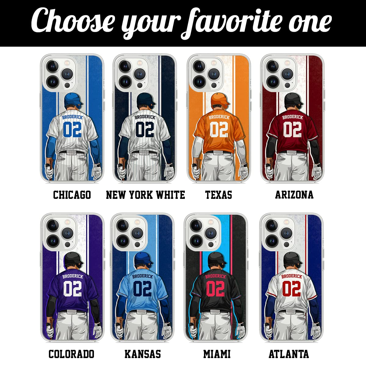 Custom Name & Number Personalized Baseball Jersey Phone Case for iPhone 16/15/14/13/12/11/XR/X/XS/8/7 Plus/Mini/Pro Max - Unique Sports Design for Baseball Fans & Team Spirit